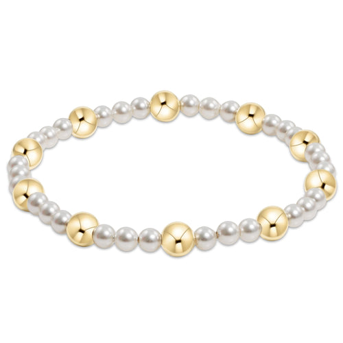 Pearl Sincerity Pattern 4mm Bead Bracelet - 6mm Gold