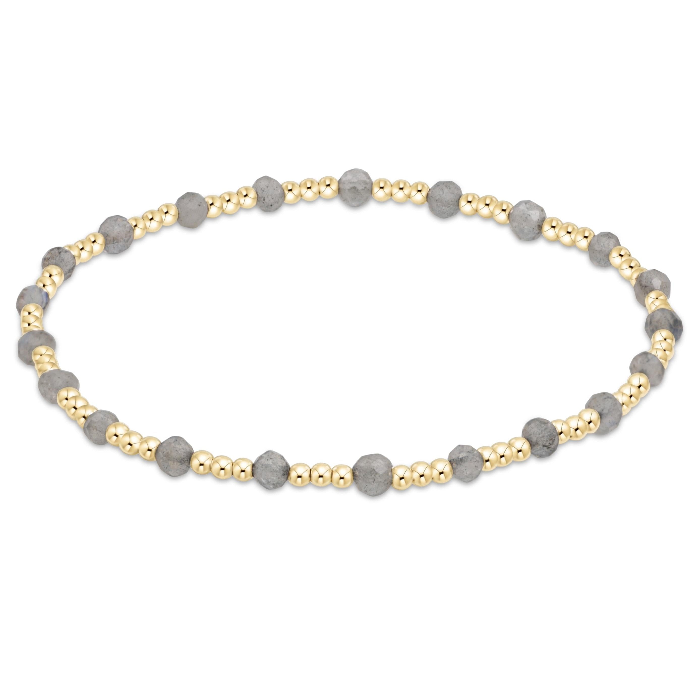 Gemstone Gold Sincerity Pattern 3mm Bead Bracelet - Labradorite