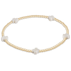 Signature Cross Small Gold Pattern 2mm Bead Bracelet