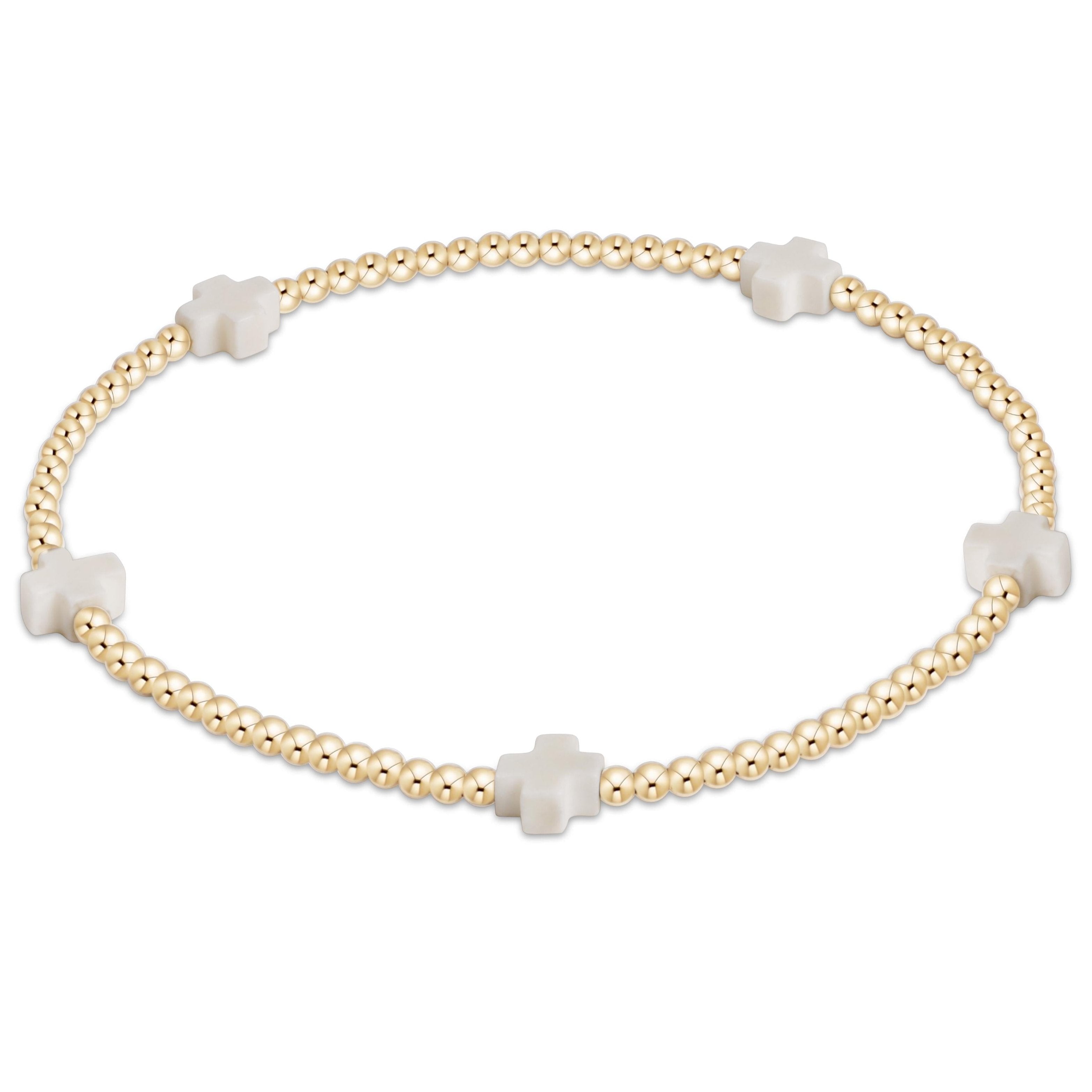 egirl Signature Cross Small Gold Pattern 2mm Bead Bracelet