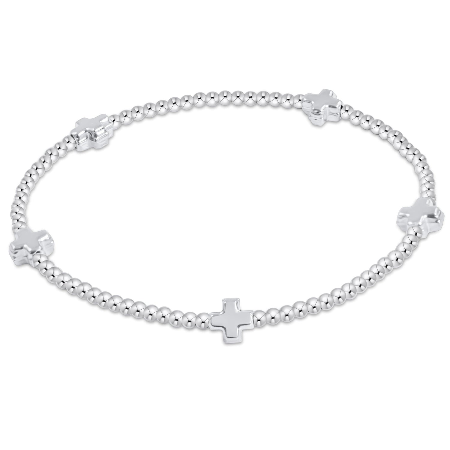 Signature Cross Small Sterling Pattern 2mm Bead Bracelet - Sterling