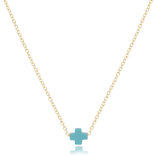 16" Necklace Gold - Signature Cross Small