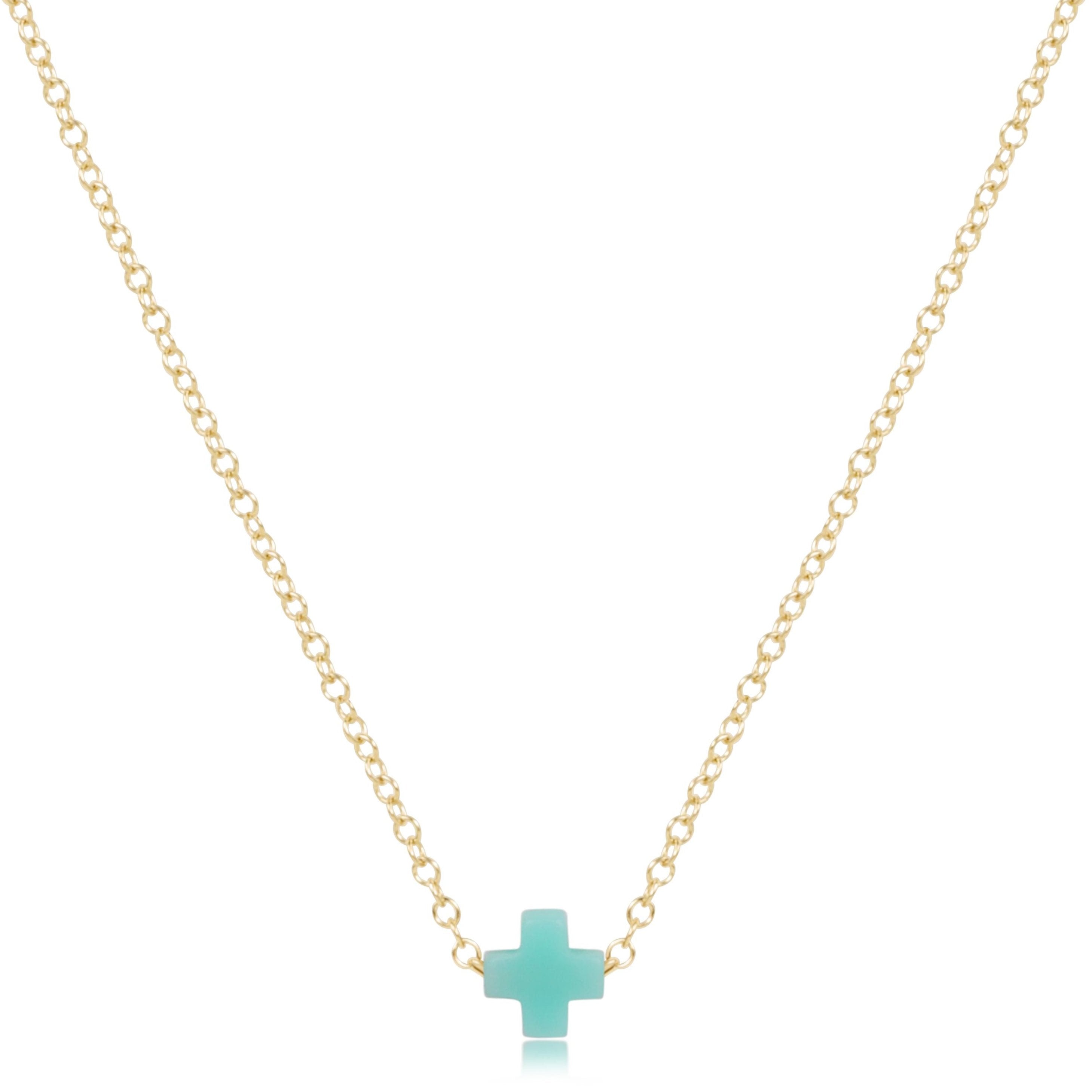 16" Necklace Gold - Signature Cross Small