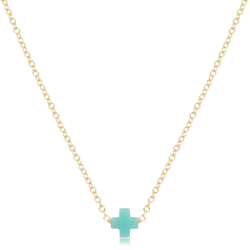 16" Necklace Gold - Signature Cross Small