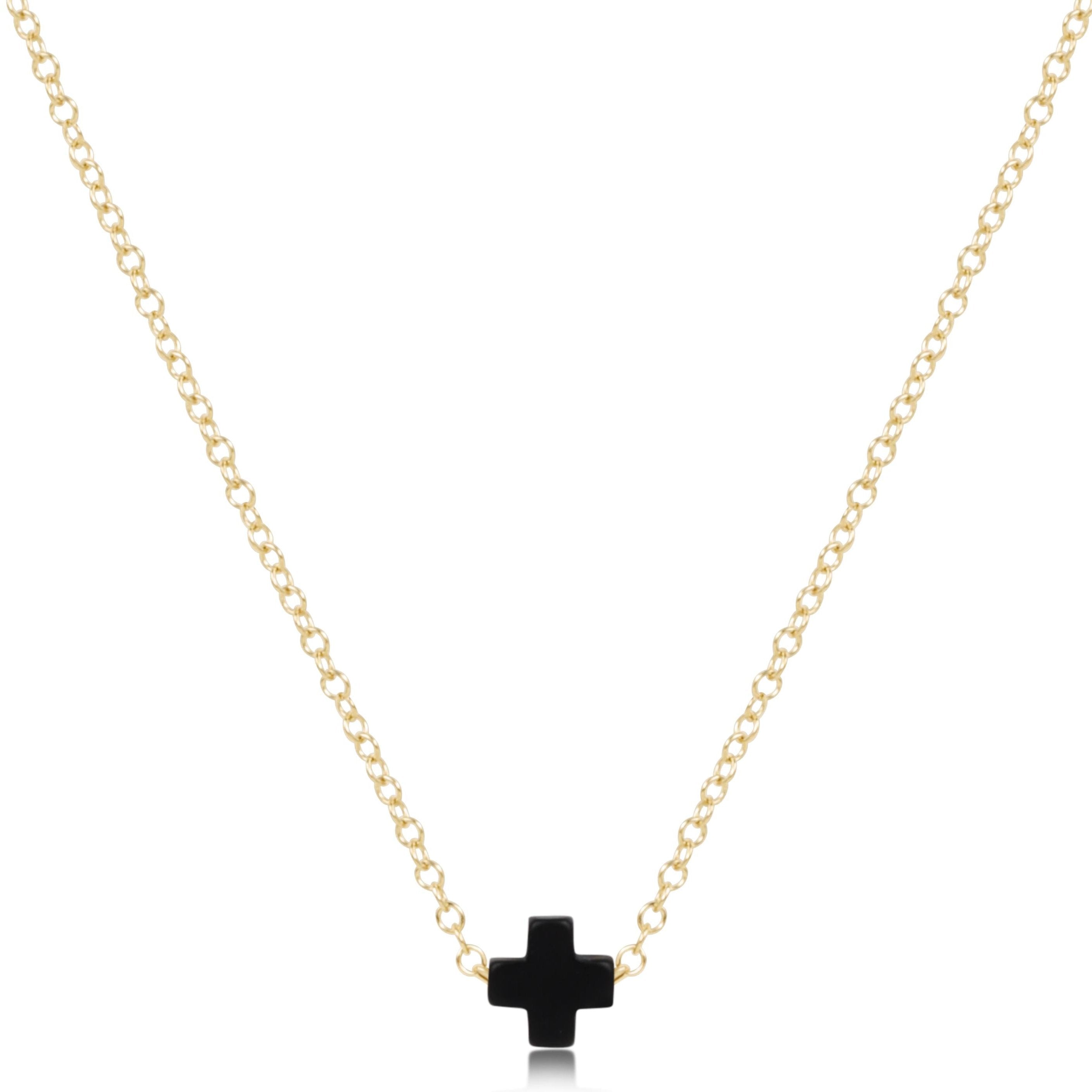 16" Necklace Gold - Signature Cross Small