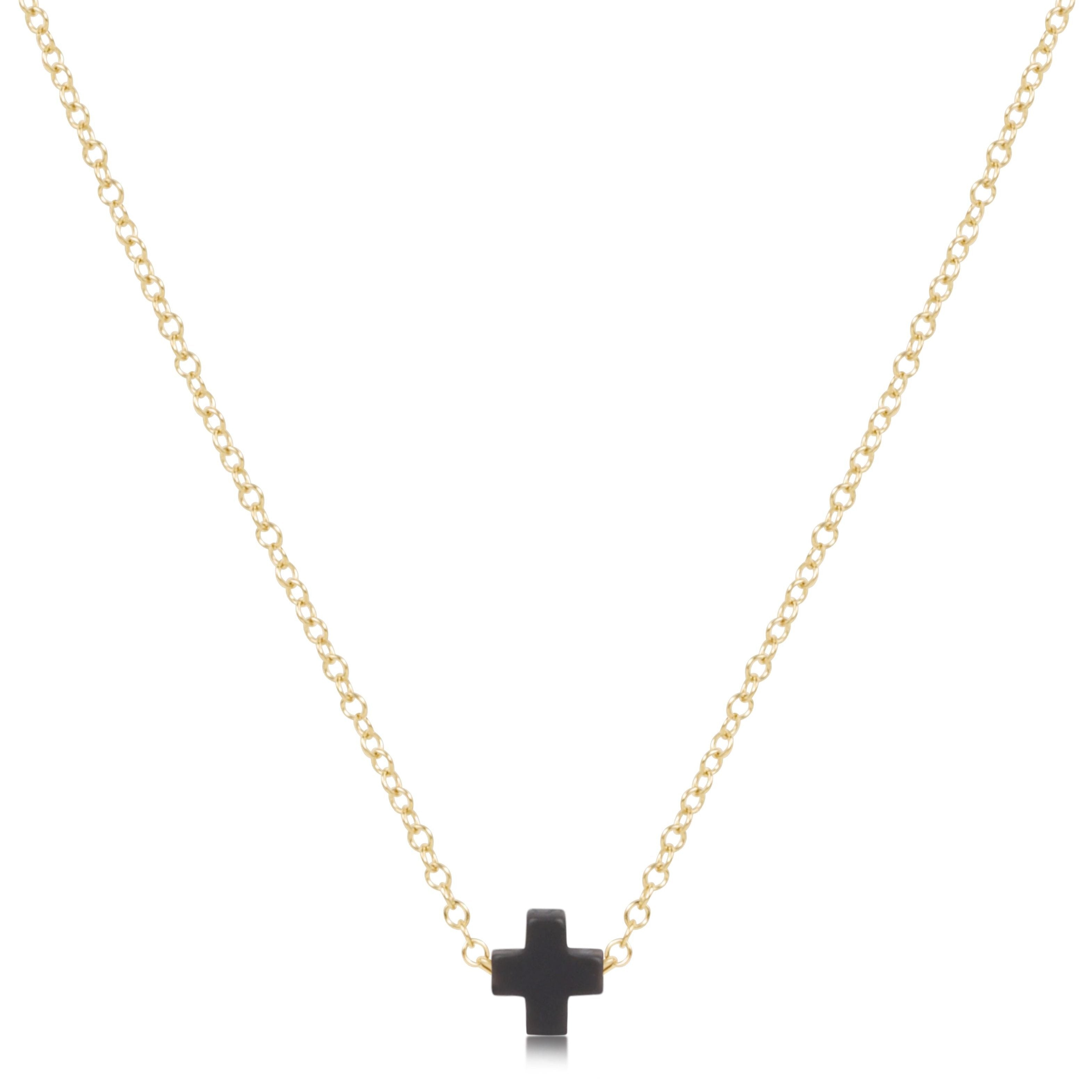 16" Necklace Gold - Signature Cross Small