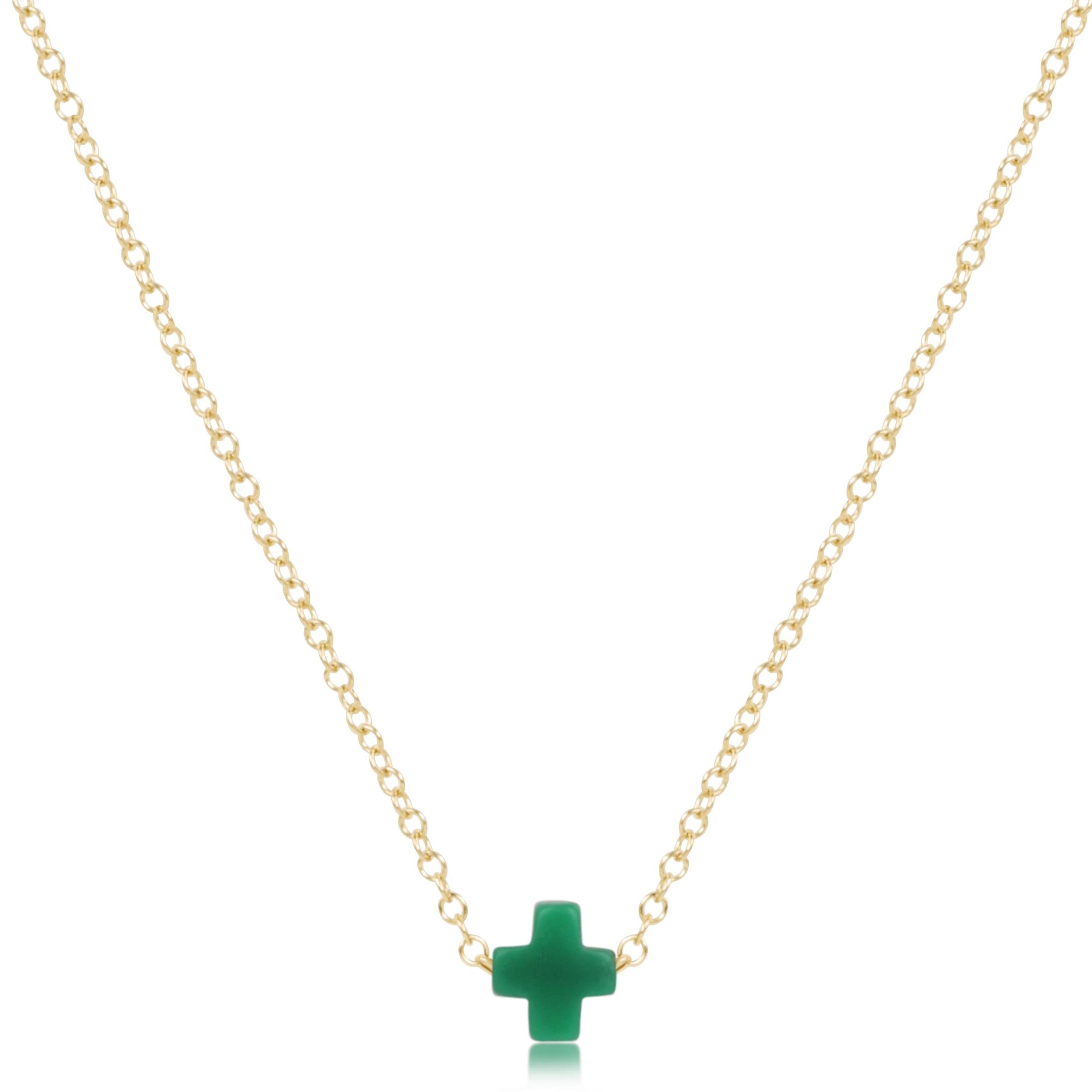 16" Necklace Gold - Signature Cross Small