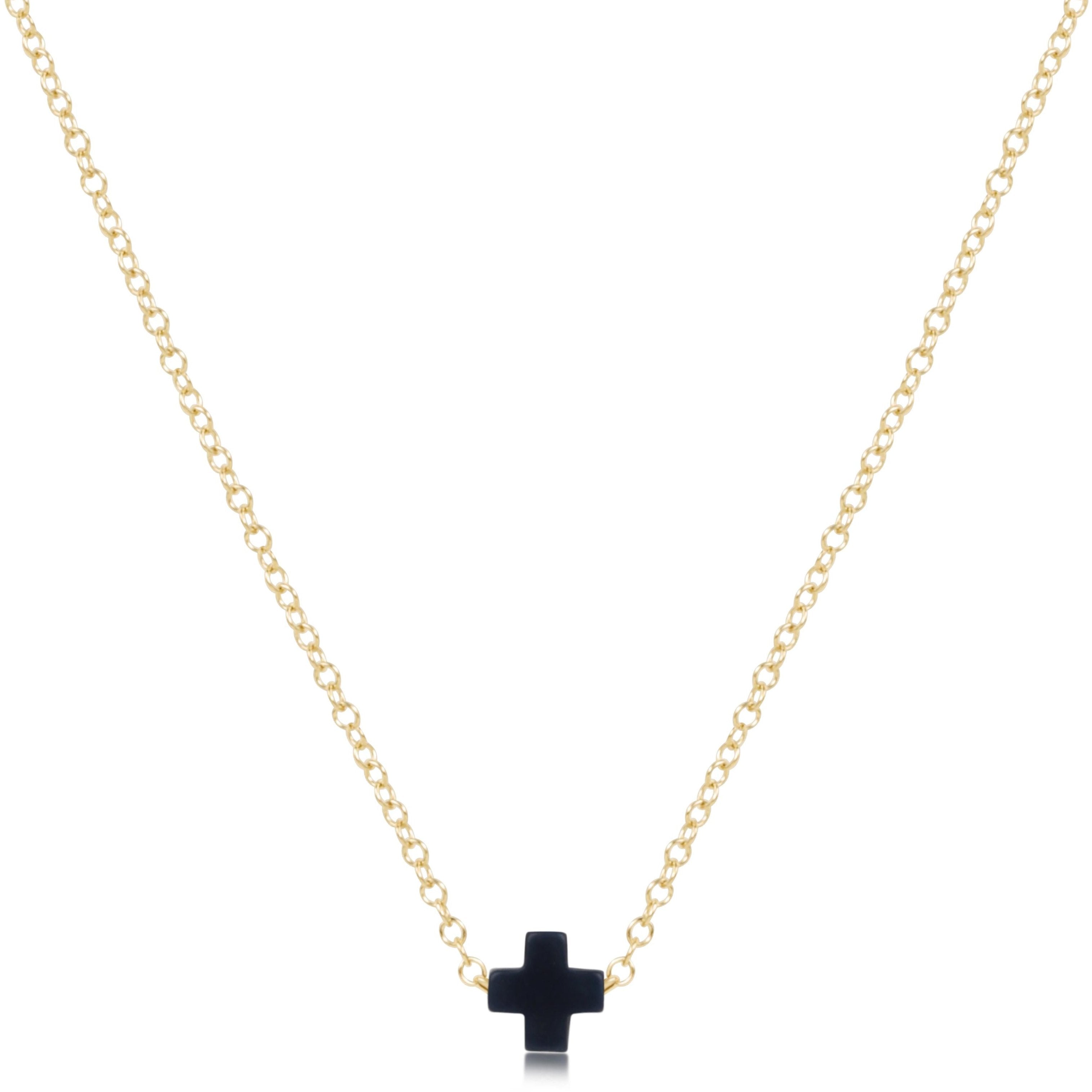 16" Necklace Gold - Signature Cross Small