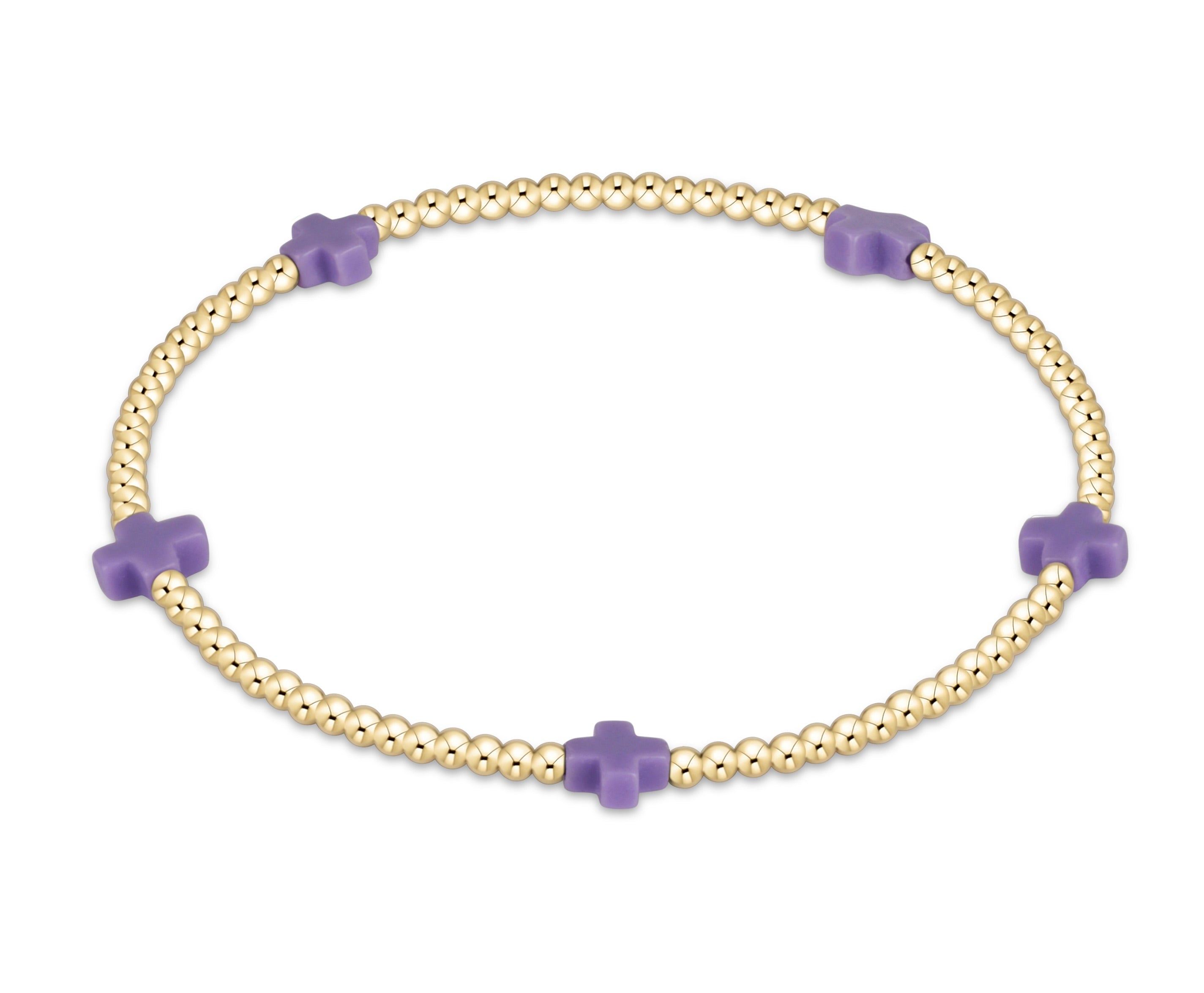 Signature Cross Small 2mm Gold Bracelet | enewton