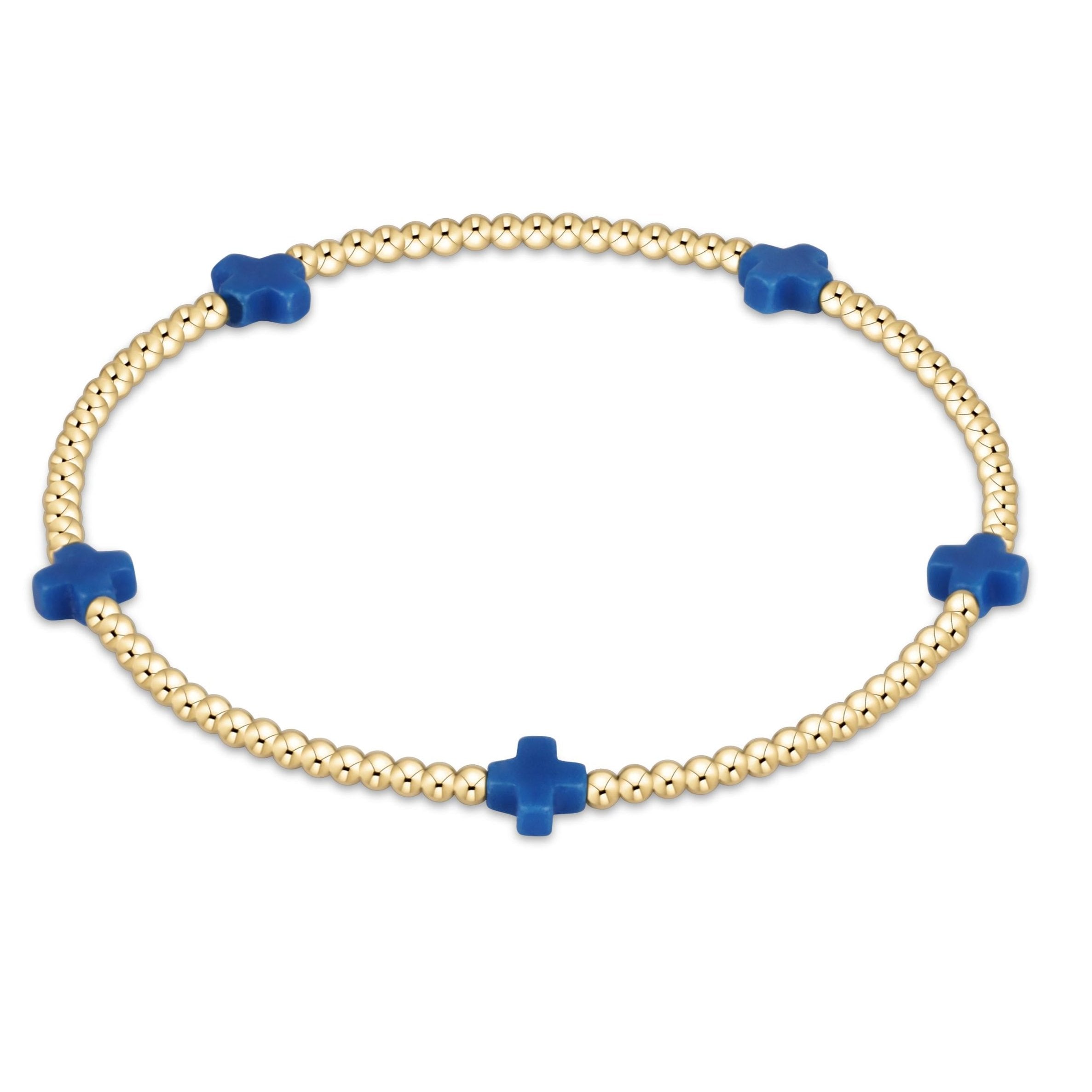 egirl Signature Cross Small Gold Pattern 2mm Bead Bracelet