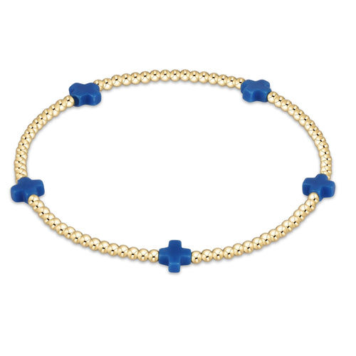 Signature Cross Small Gold Pattern 2mm Bead Bracelet