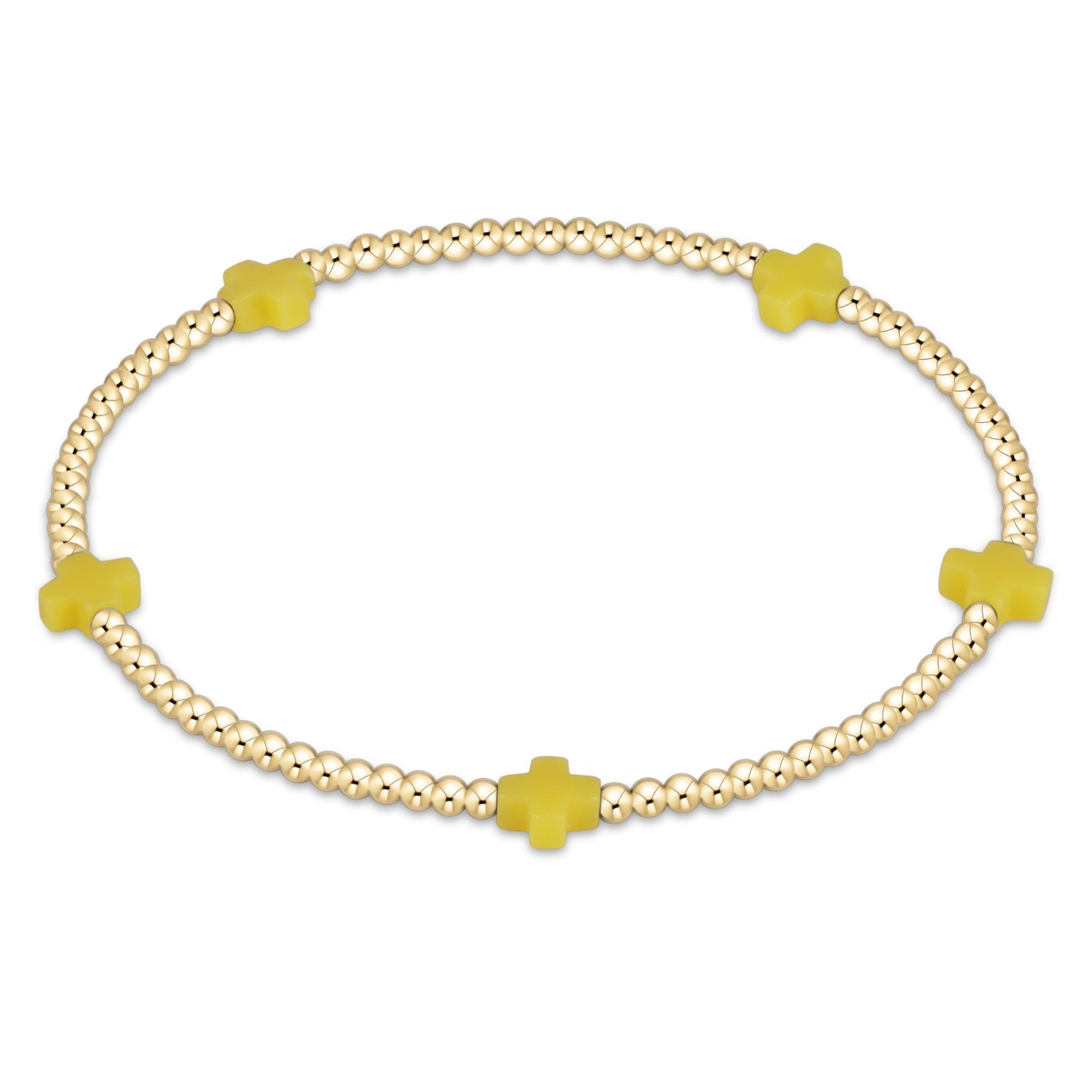 Signature Cross Small Gold Pattern 2mm Bead Bracelet