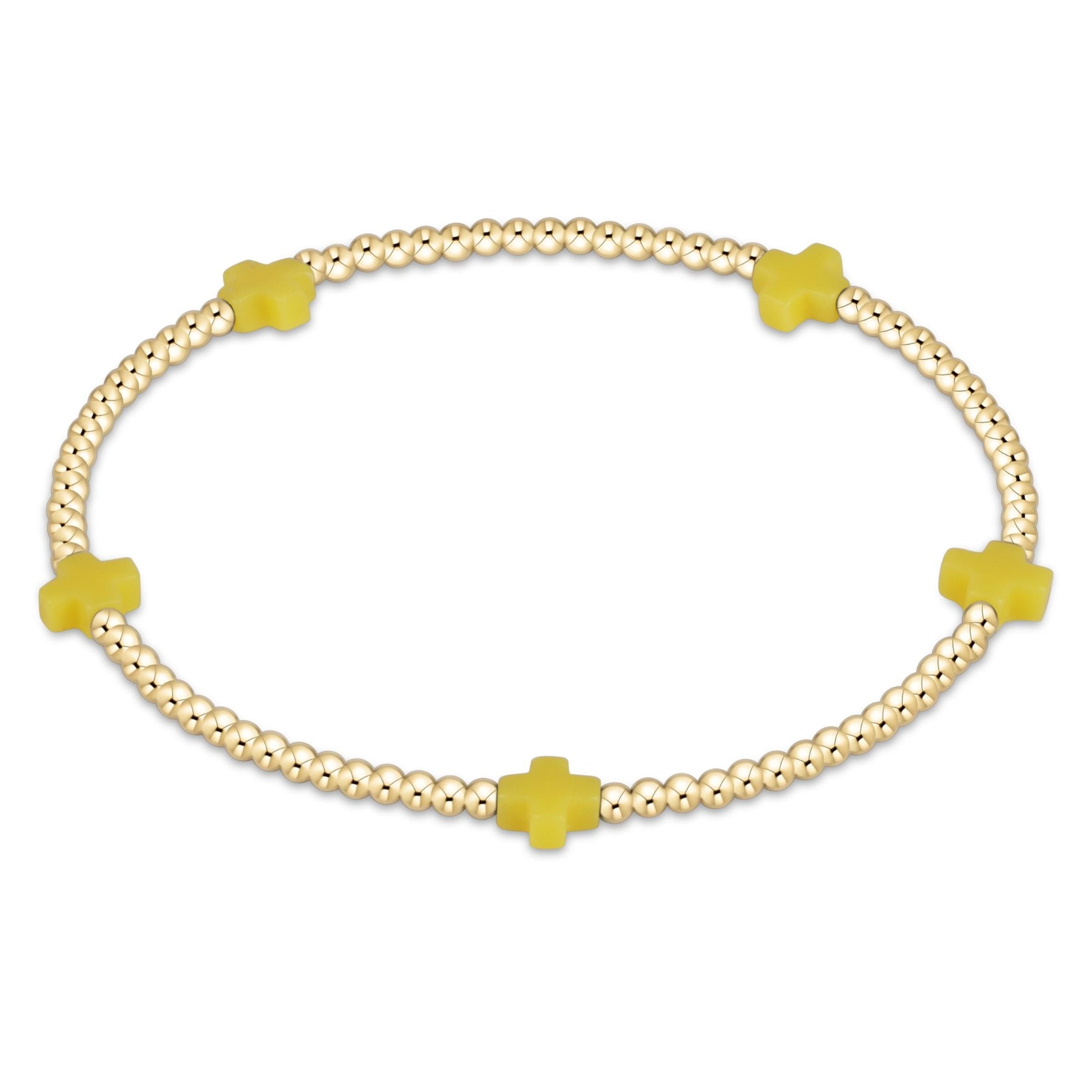 egirl Signature Cross Small Gold Pattern 2mm Bead Bracelet