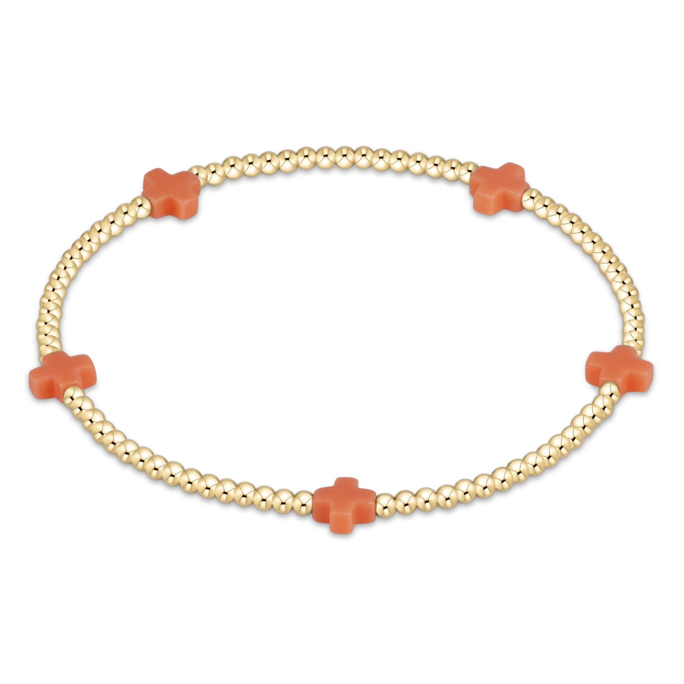 egirl Signature Cross Small Gold Pattern 2mm Bead Bracelet