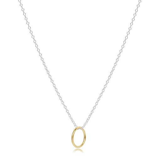 16" Necklace Sterling Mixed Metal - Halo Gold Charm