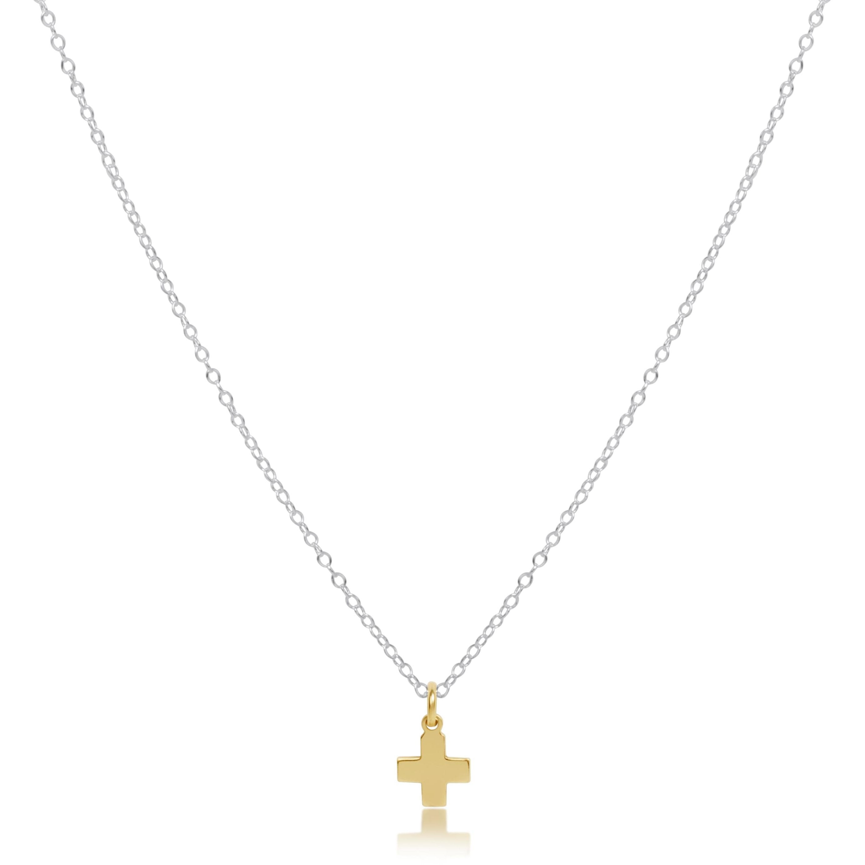 16" Necklace Sterling Mixed Metal - Signature Cross Gold Charm