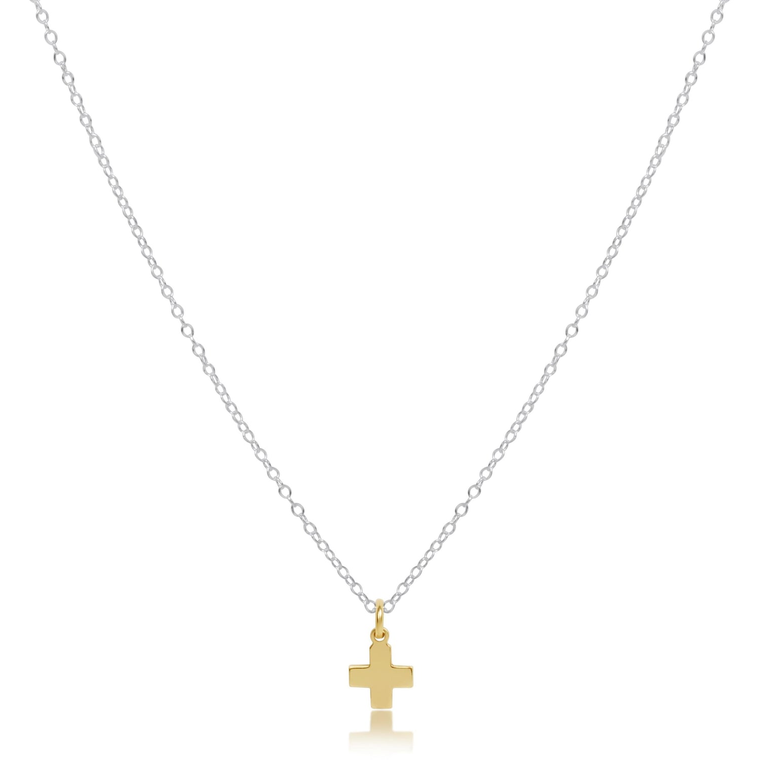 16" Necklace Sterling Mixed Metal - Signature Cross Gold Charm