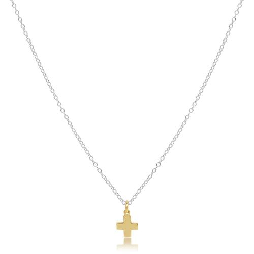 16" Necklace Sterling Mixed Metal - Signature Cross Gold Charm