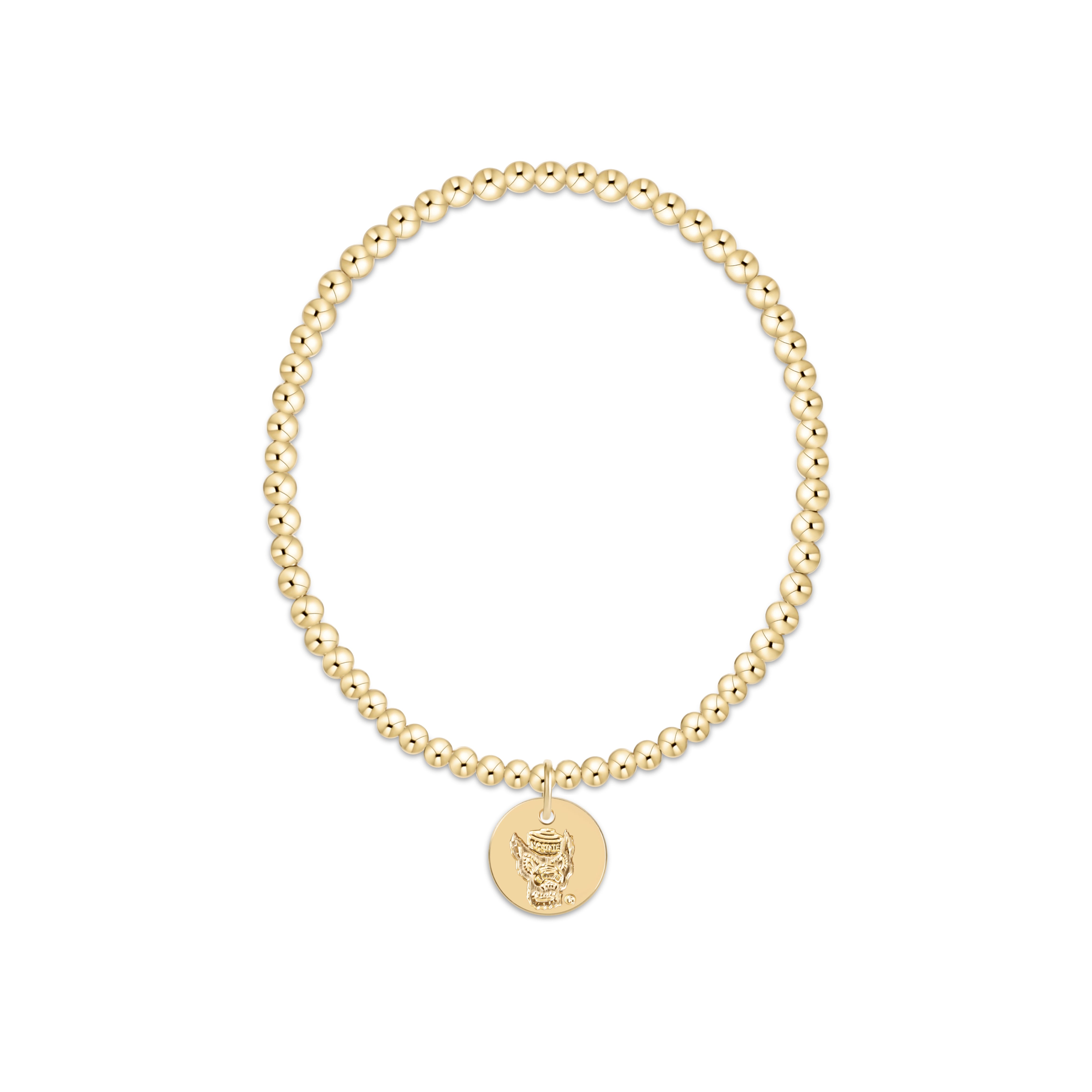 eCOLLEGIATE Classic Gold 3mm Bracelet - North Carolina State University Disc