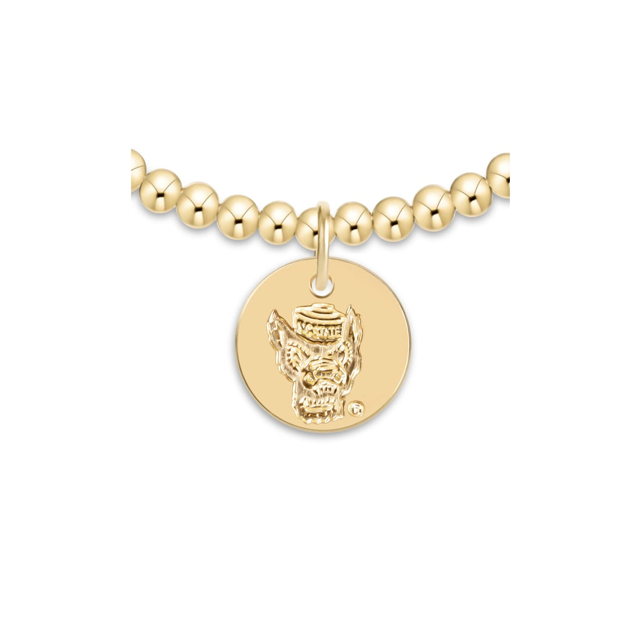 eCOLLEGIATE Classic Gold 3mm Bracelet - North Carolina State University Disc