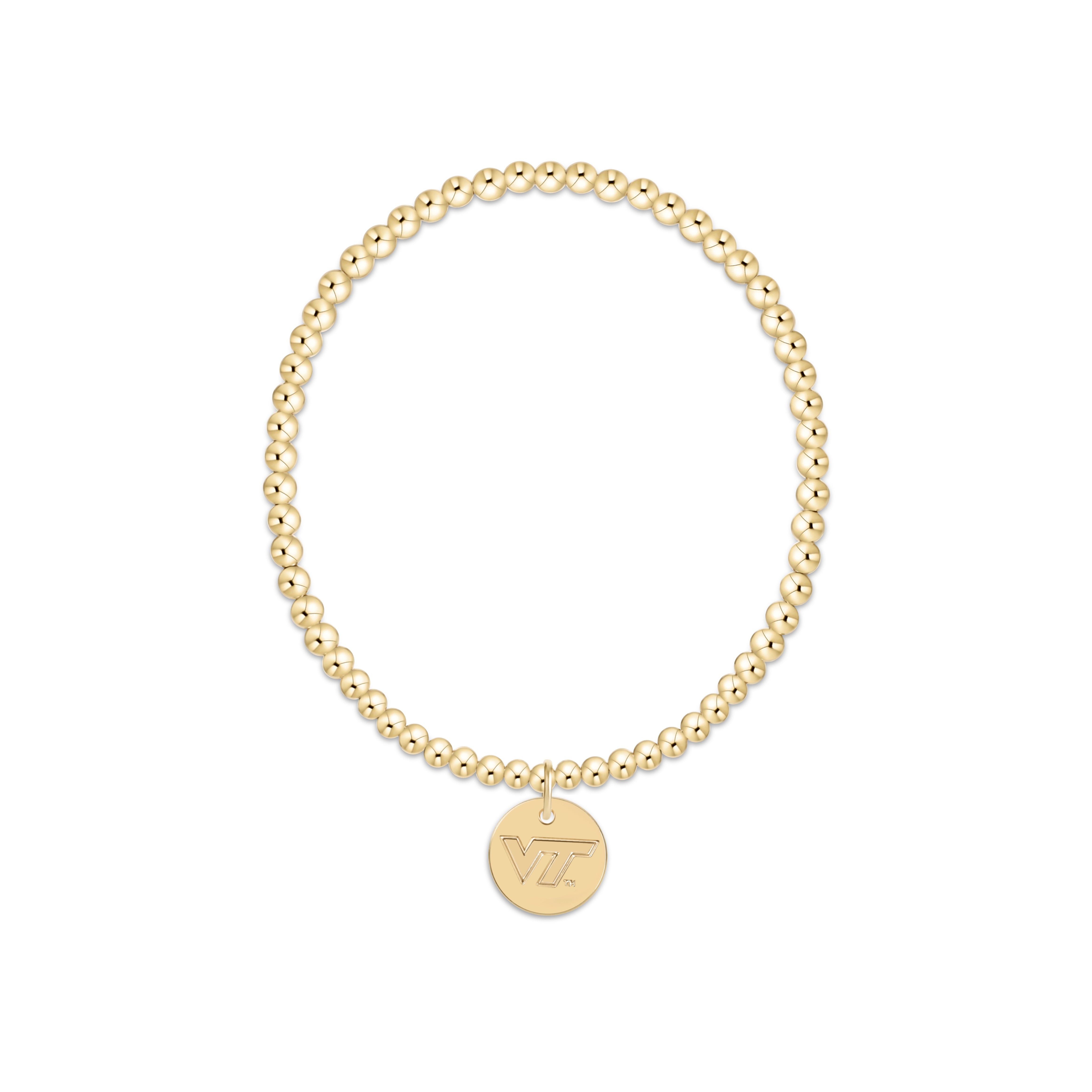 eCOLLEGIATE Classic Gold 3mm Bracelet - Virginia Tech Disc