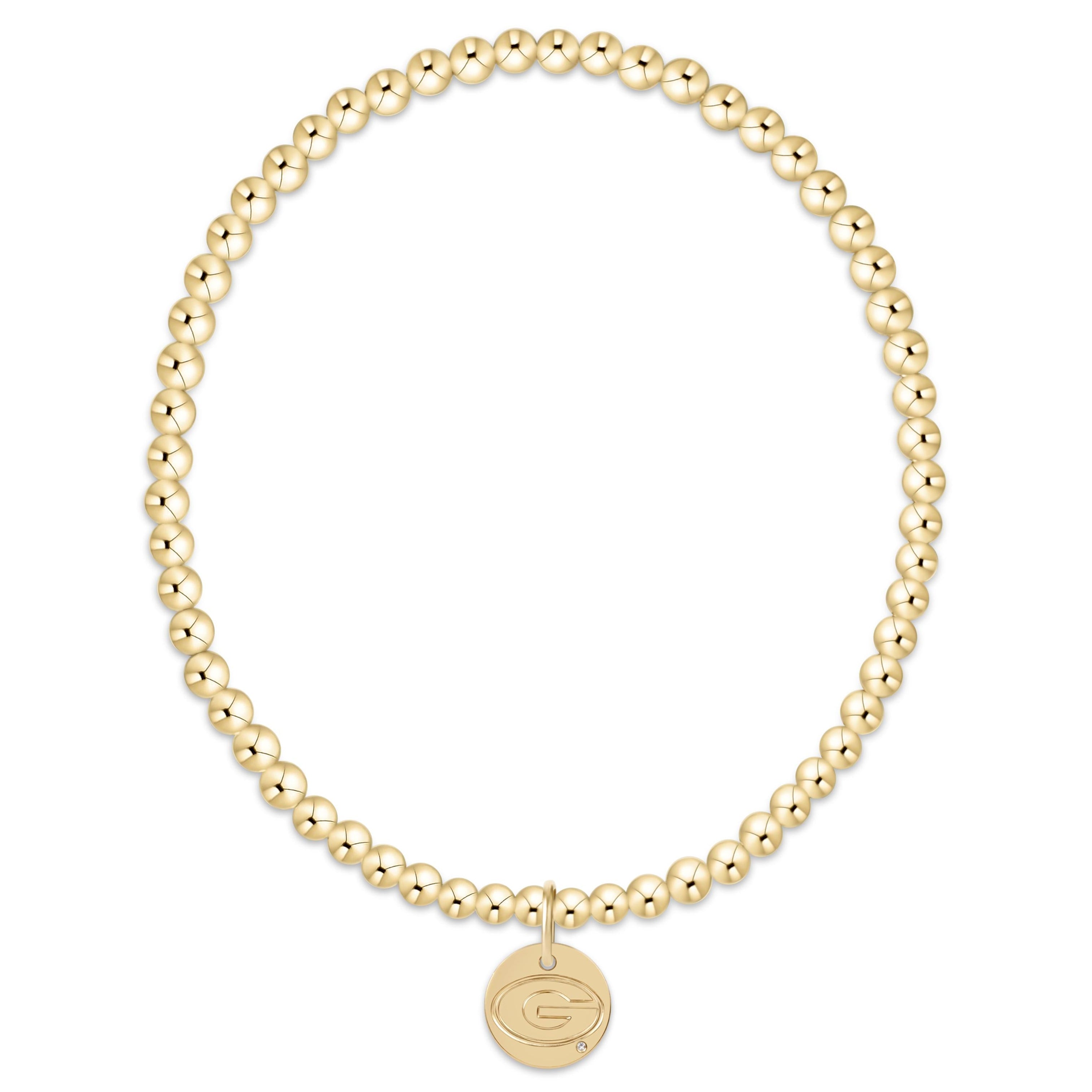 eCOLLEGIATE Classic Gold 3mm Bracelet - UGA Disc
