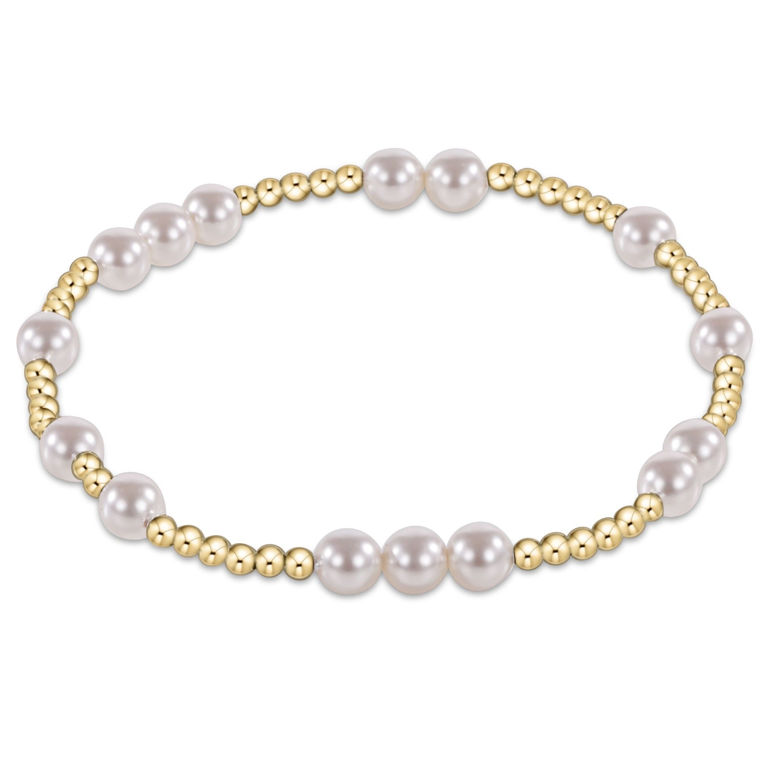 Pearl Bracelet Featuring An Elastic Stretch Band .75 Inches Wide, 5mm Pearls  | eBay