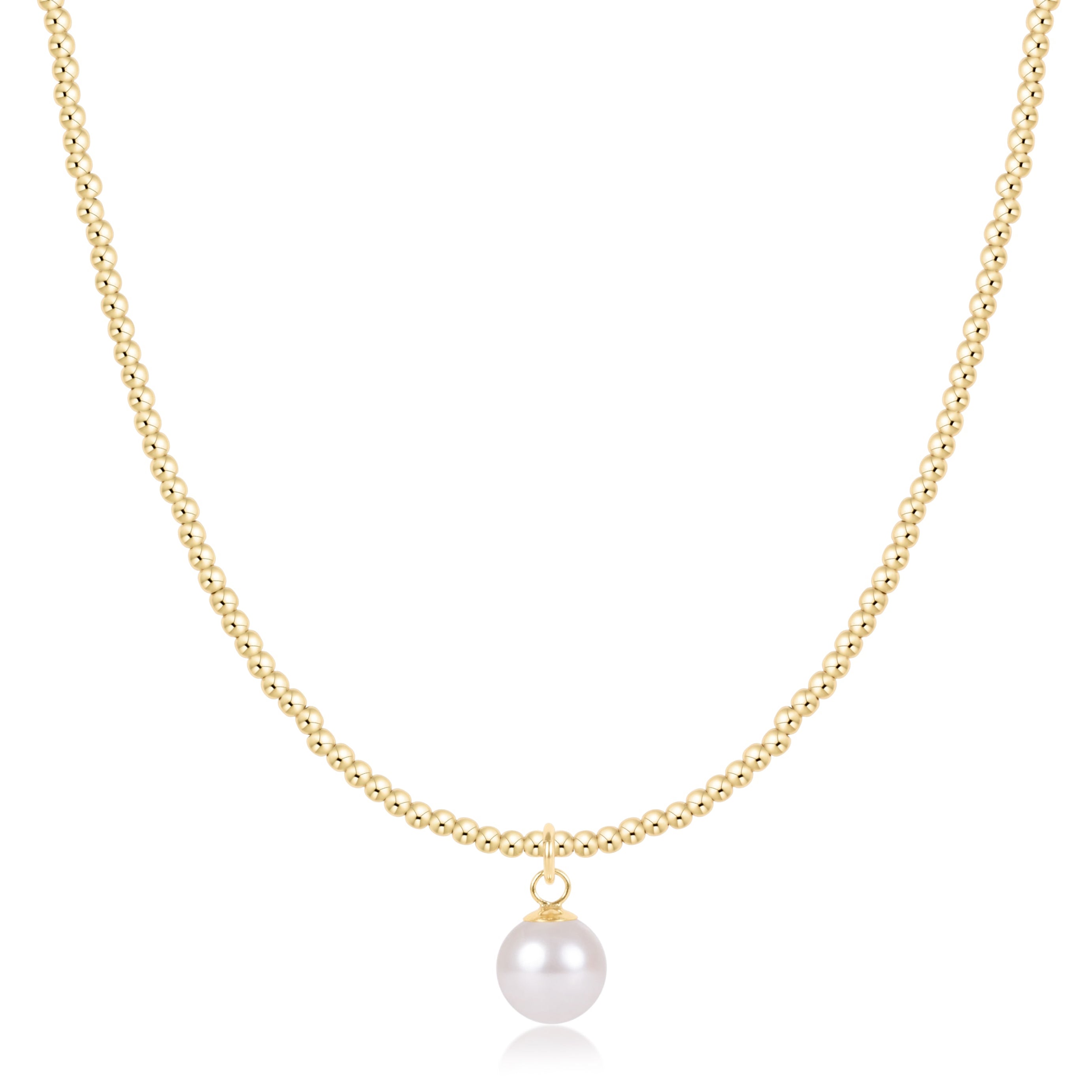 Choker Beaded - Classic Gold 2mm - Classic Pearl 8mm Charm