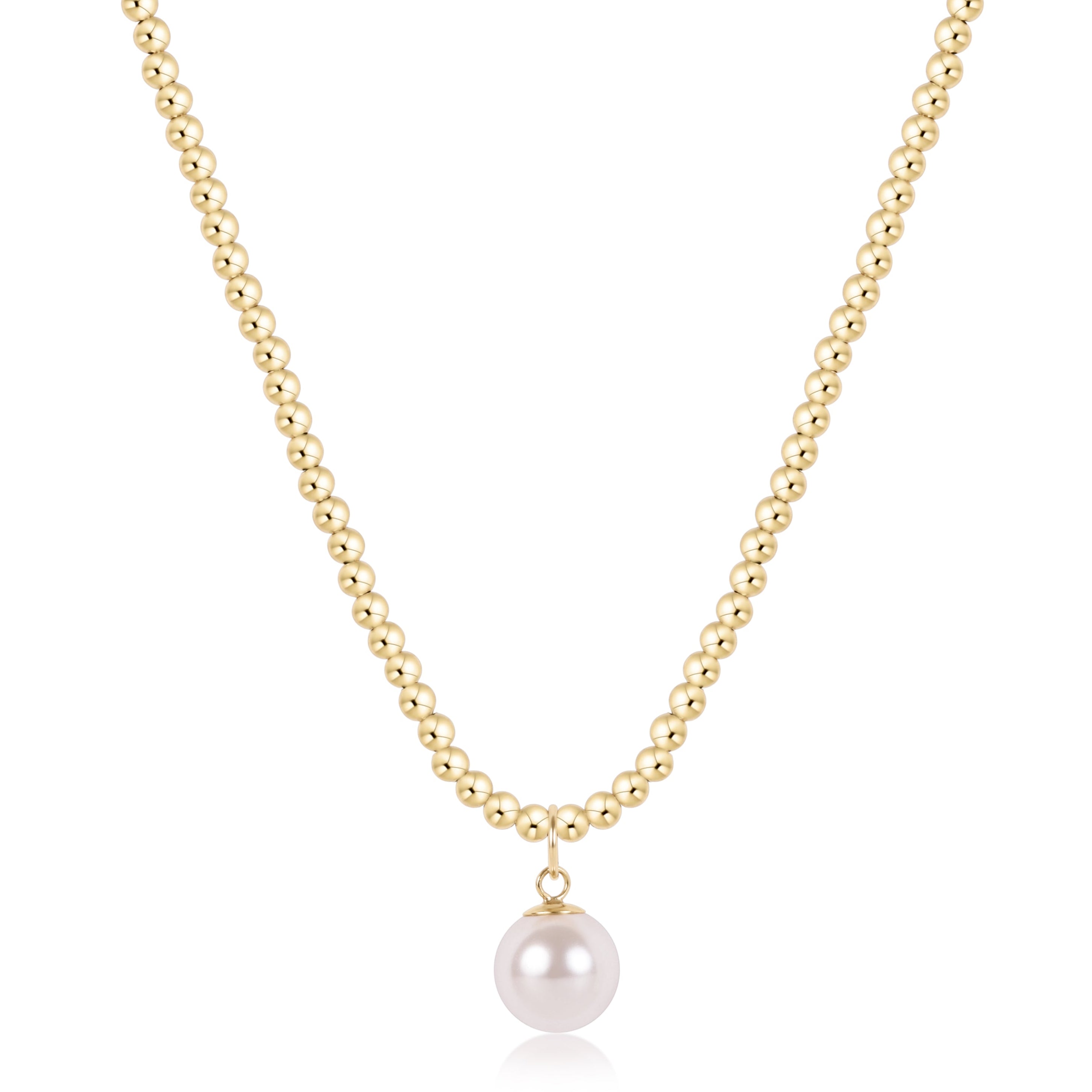 Choker Beaded - Classic Gold 3mm - Classic Pearl 10mm Charm