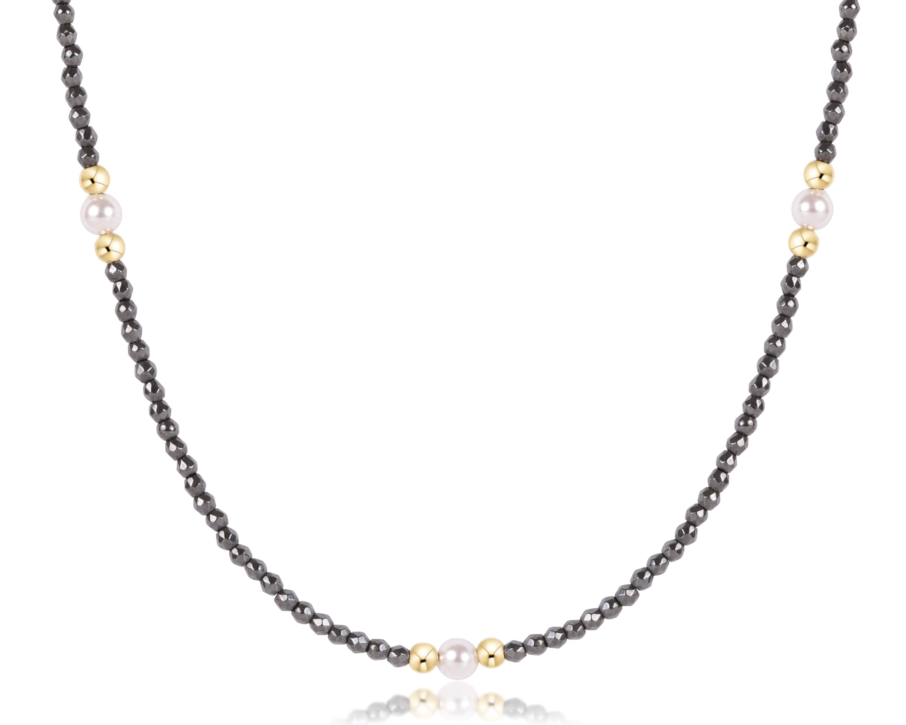 Choker Beaded - Purpose Pearl 4mm Faceted Hematite