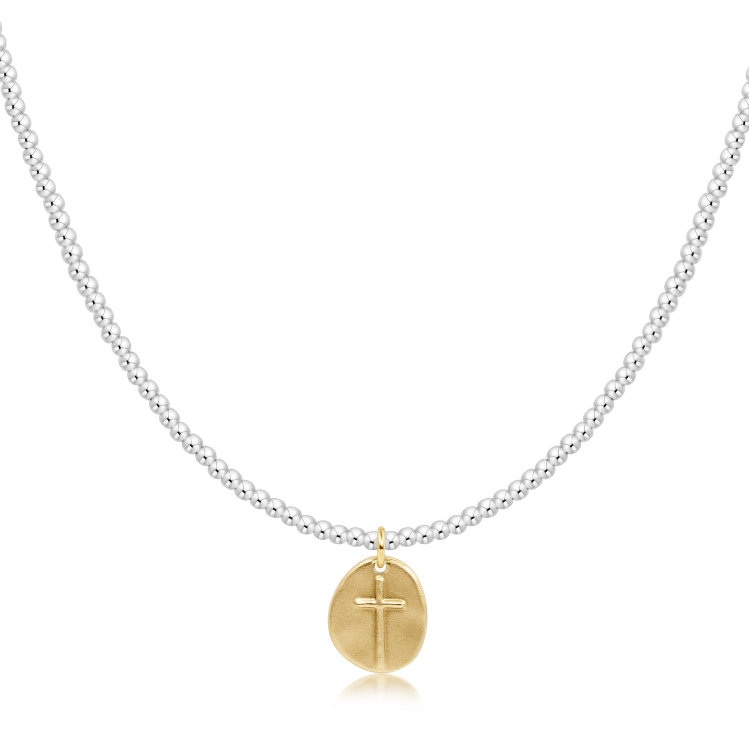 Choker Classic Sterling Mixed Metal 2mm Bead - Inspire Small Gold Charm