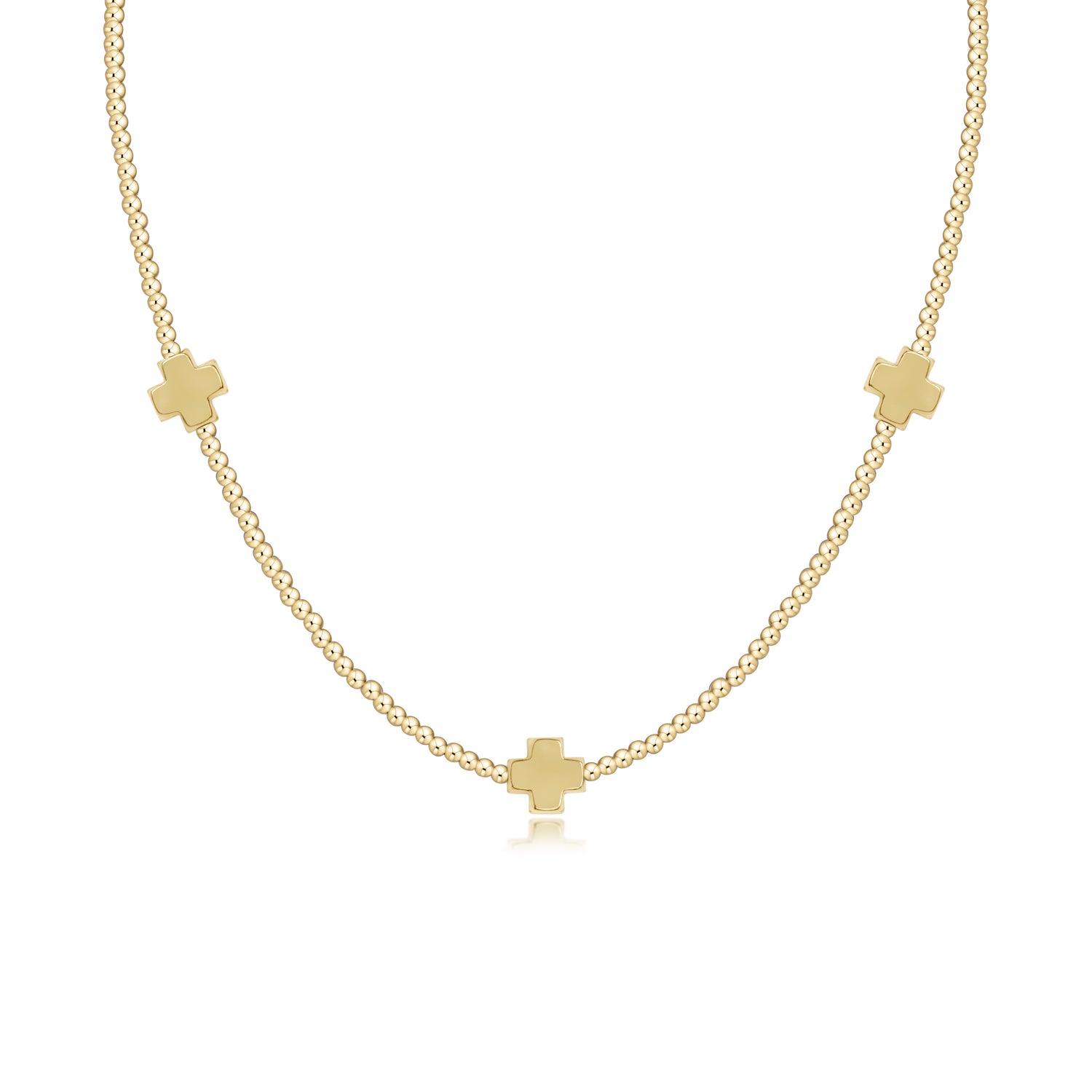 15" Choker Signature Cross Gold Pattern 2mm Bead - Signature Cross Gold