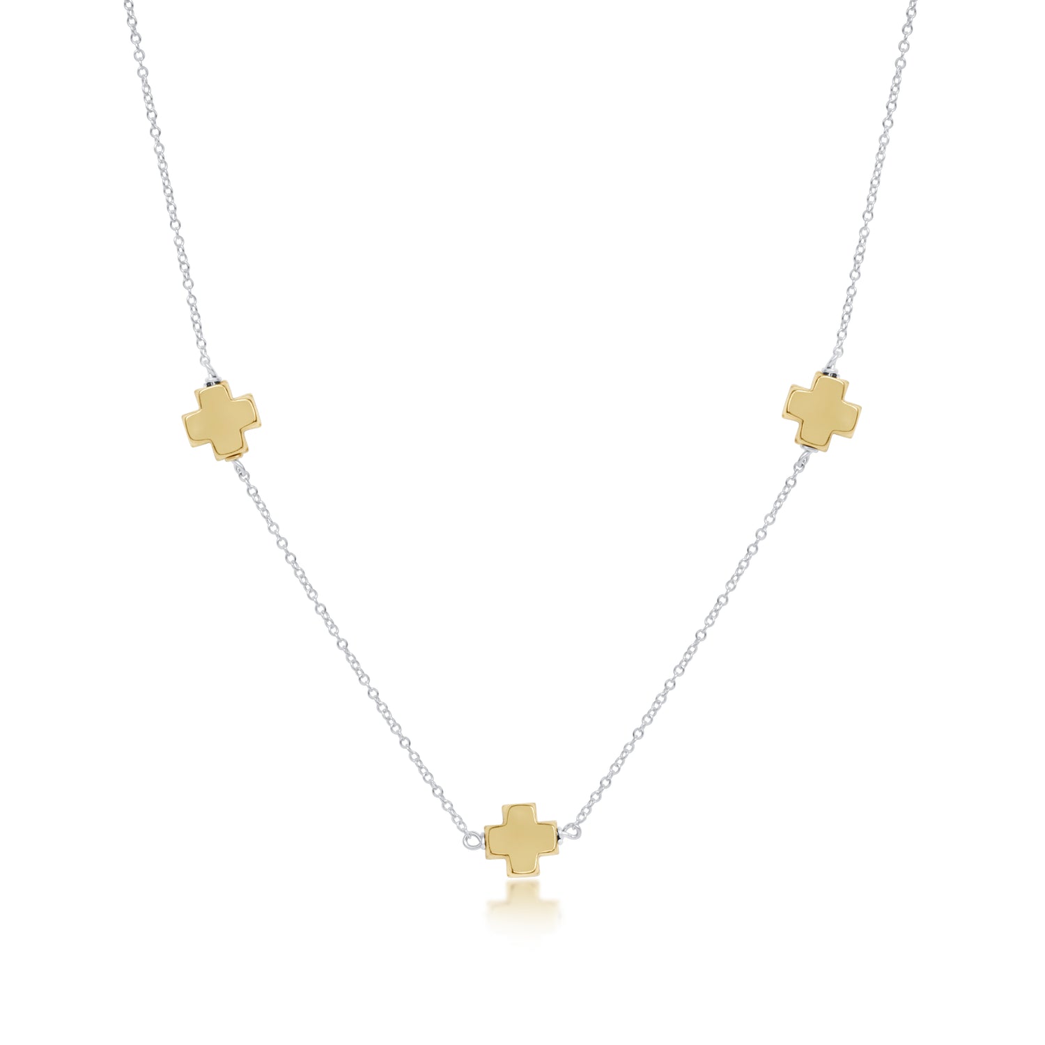 Choker Simplicity Chain Sterling Mixed Metal - Signature Cross Gold