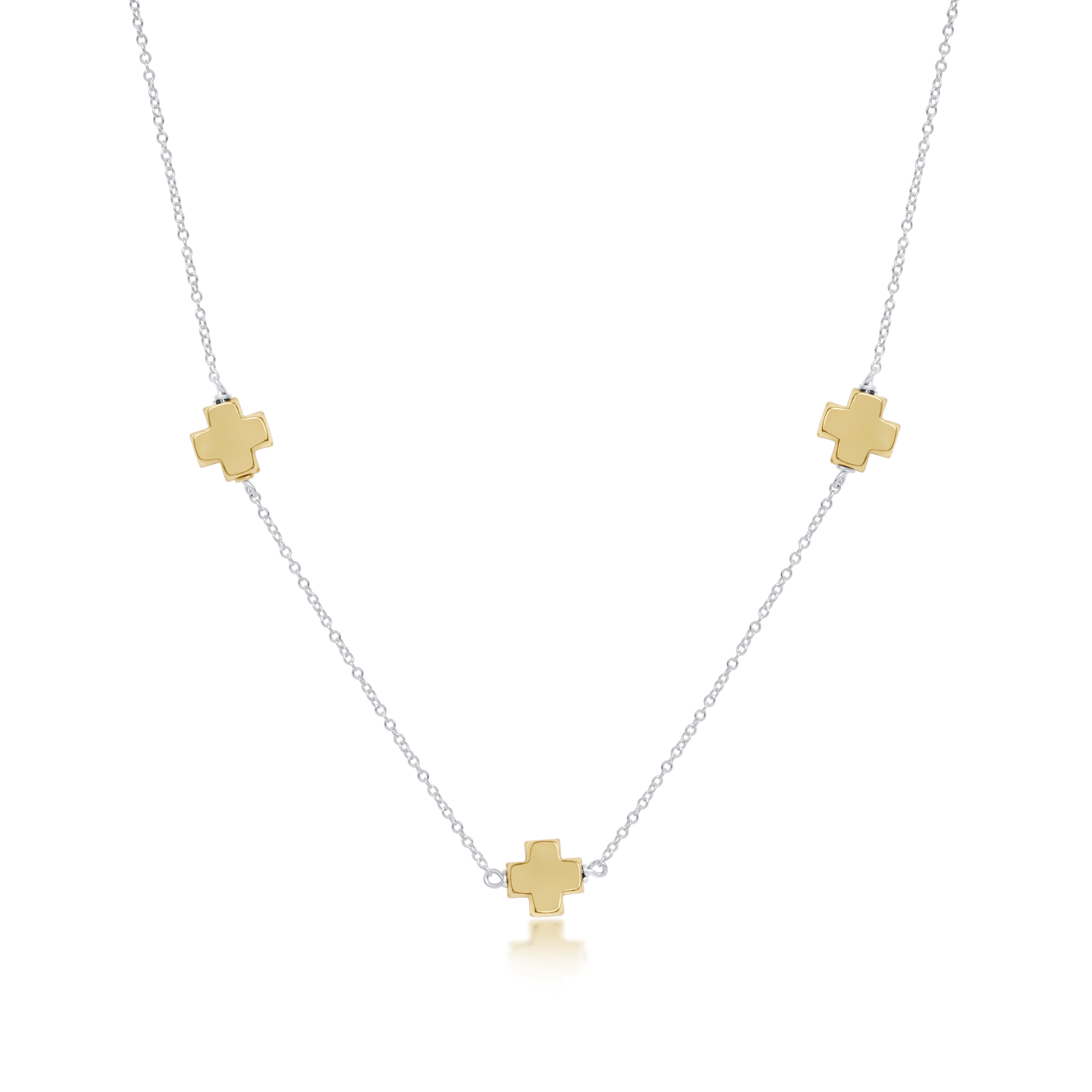 Choker Simplicity Chain Sterling Mixed Metal - Signature Cross Gold