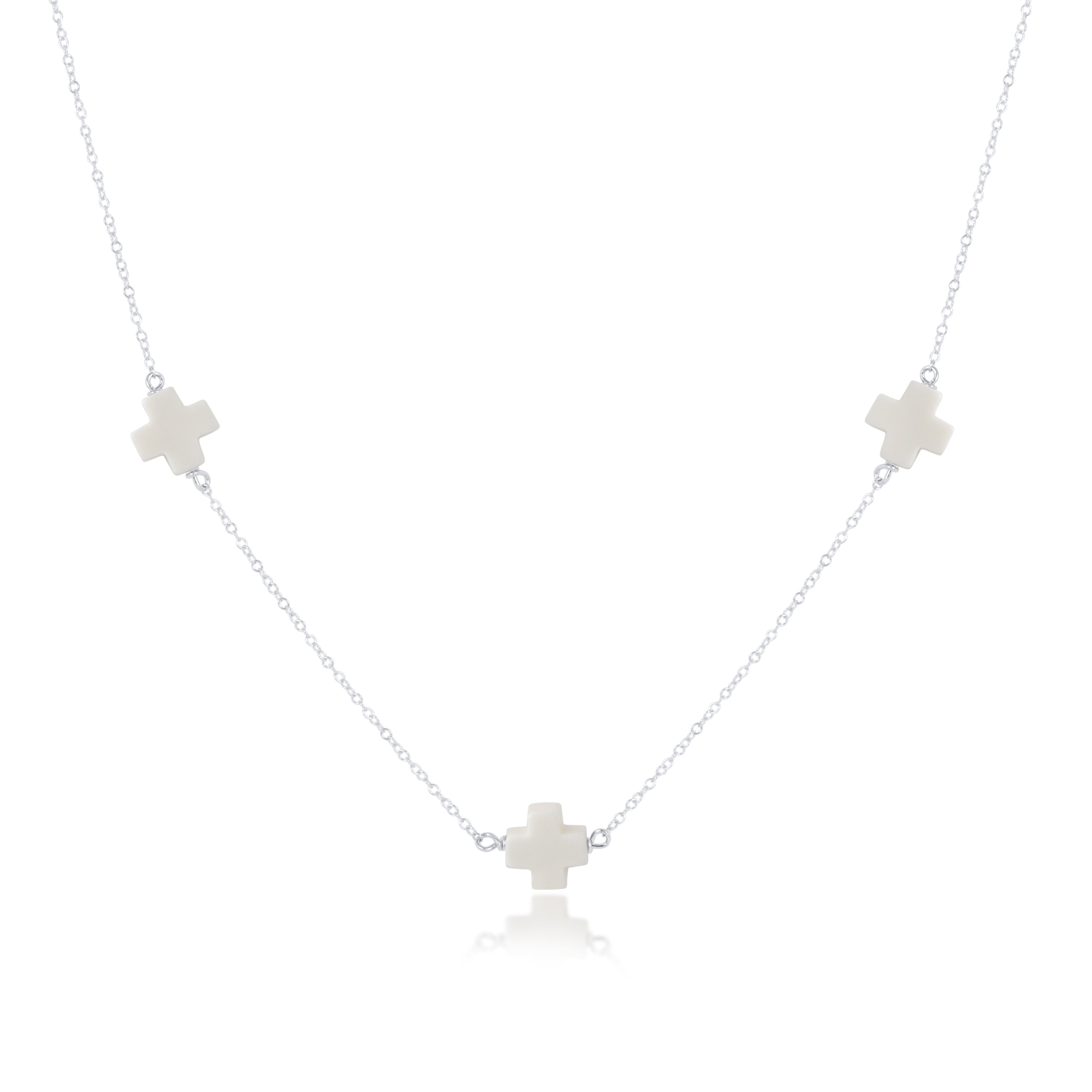 Choker Simplicity Chain Sterling - Signature Cross Off-White