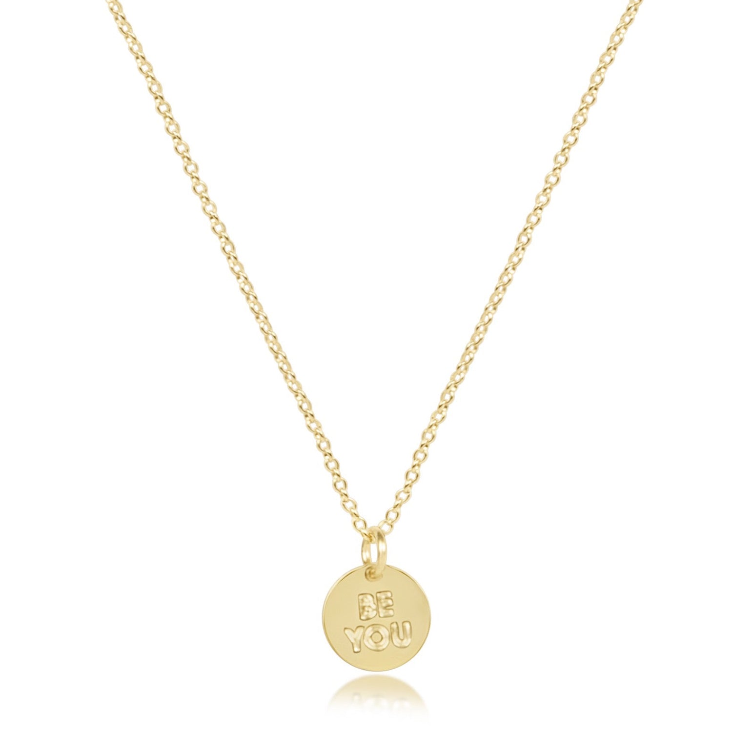 16" Necklace Gold - be you. Small Gold Word Disc