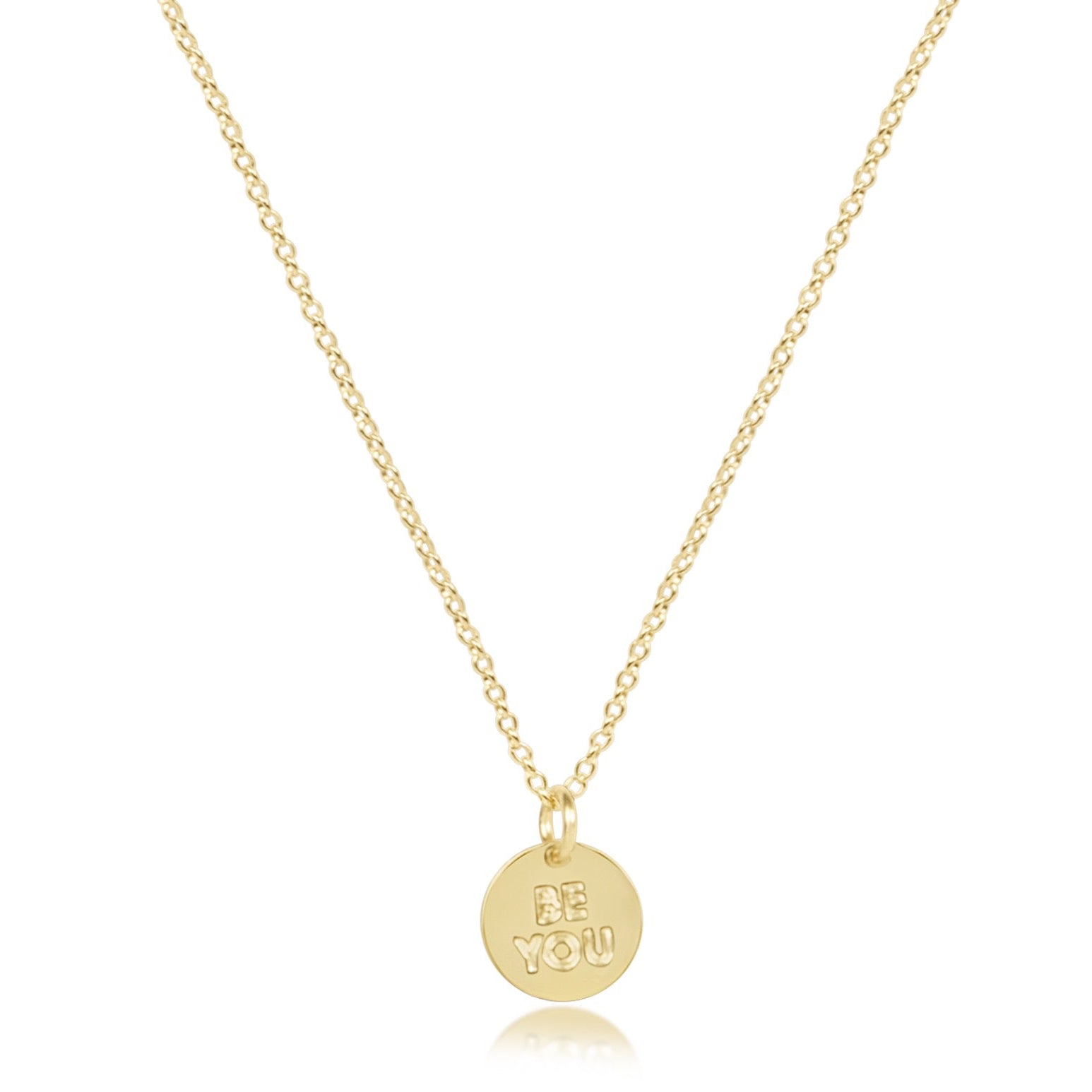 16" Necklace Gold - be you. Small Gold Word Disc