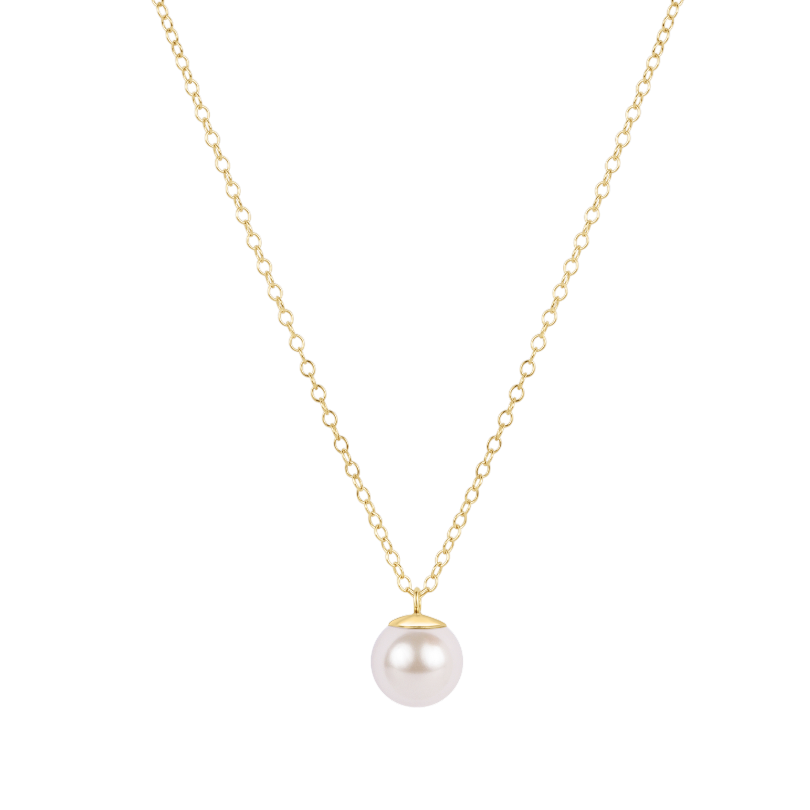 16" Necklace Gold - Classic Pearl 8mm Charm