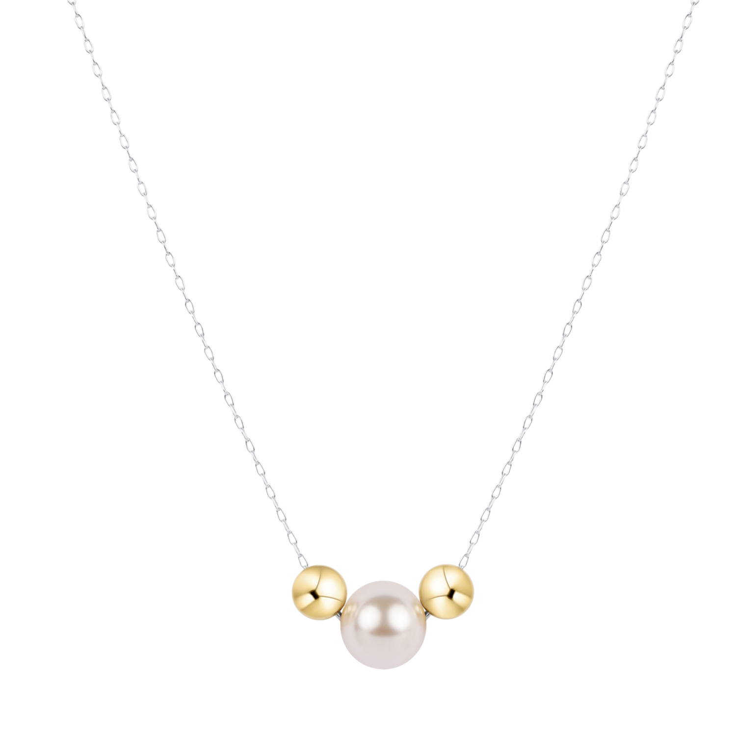 16" Necklace Mixed Metal - Purpose Gold Pearl