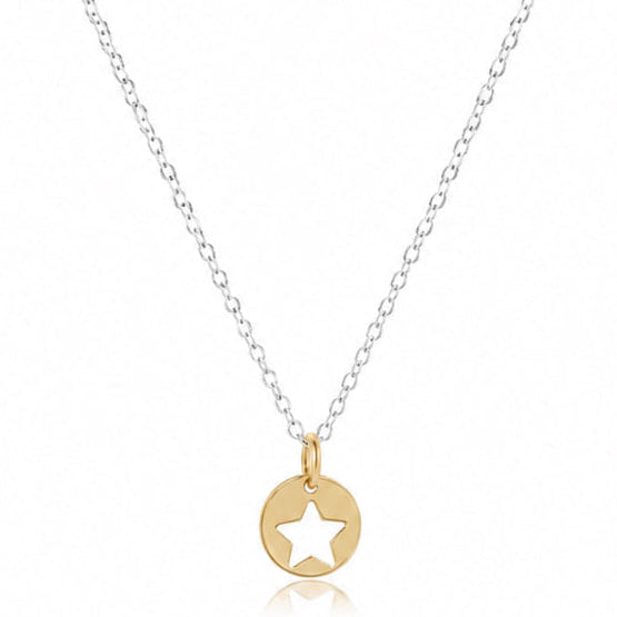 16" Necklace Mixed Metal - Star Small Gold Disc