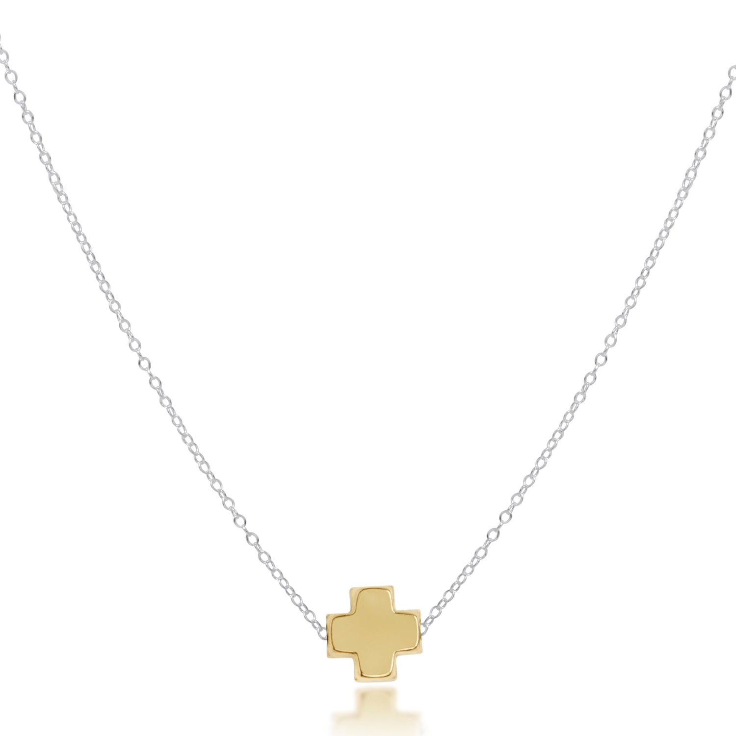 16" Necklace Sterling Mixed Metal - Signature Cross Gold