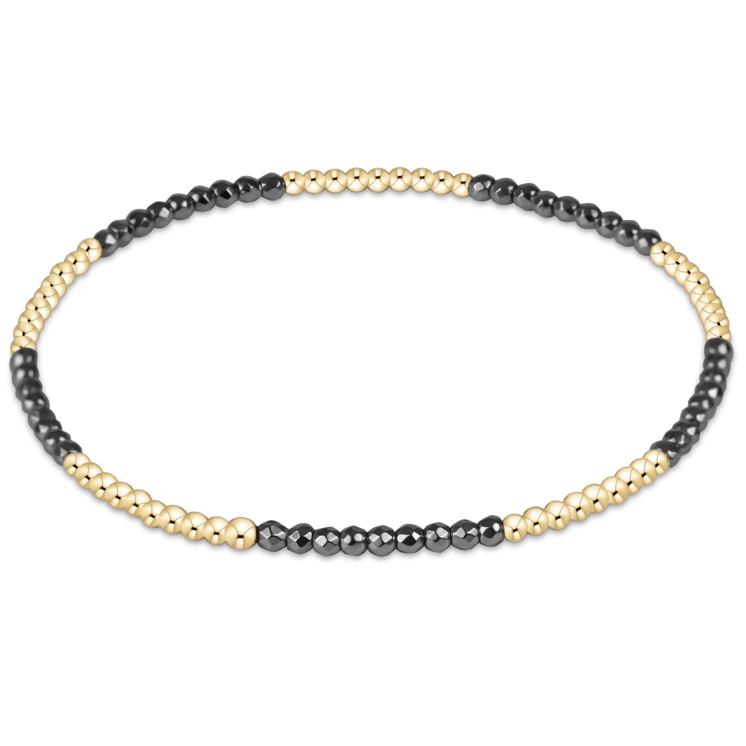 blissful pattern 2mm bead bracelet - silver faceted hematite