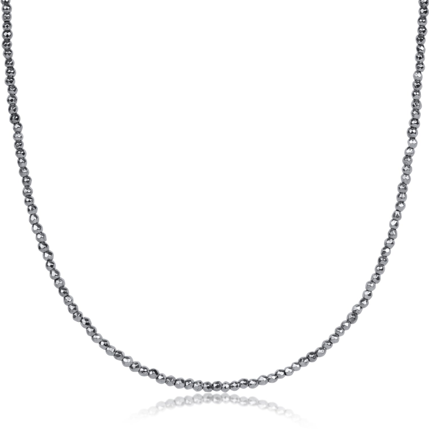 choker silver faceted hematite 2mm bead