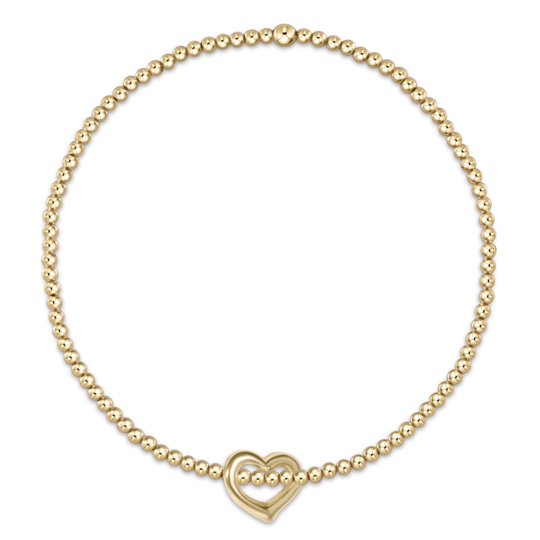 egirl Classic Gold 2mm Bead Bracelet- Love Small Gold Charm