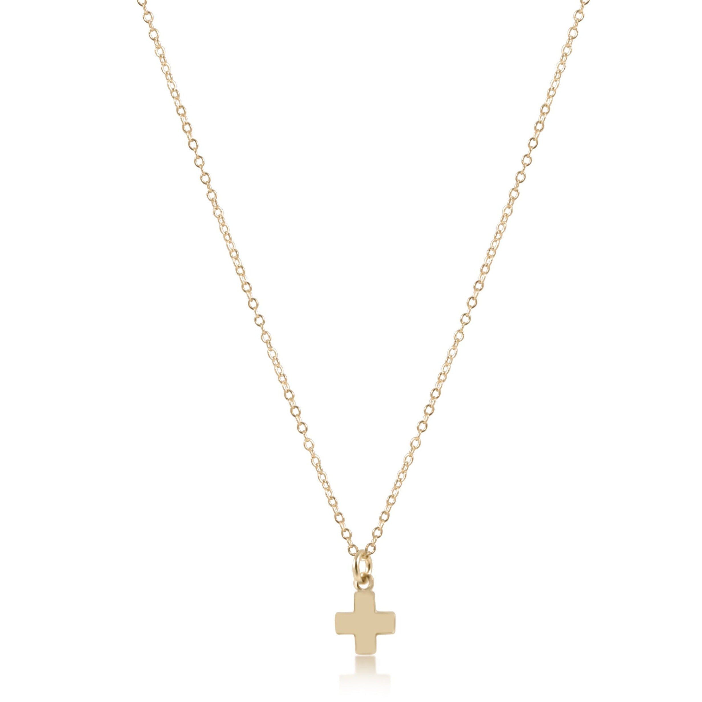 Small 14K Rose Gold Cross Necklace for Women with Hidden Bale