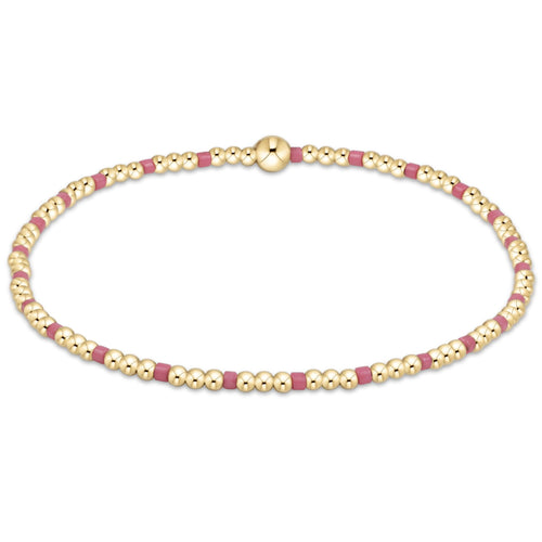 Hope Sincerity Pattern 2mm Bead Bracelet - Bright Pink
