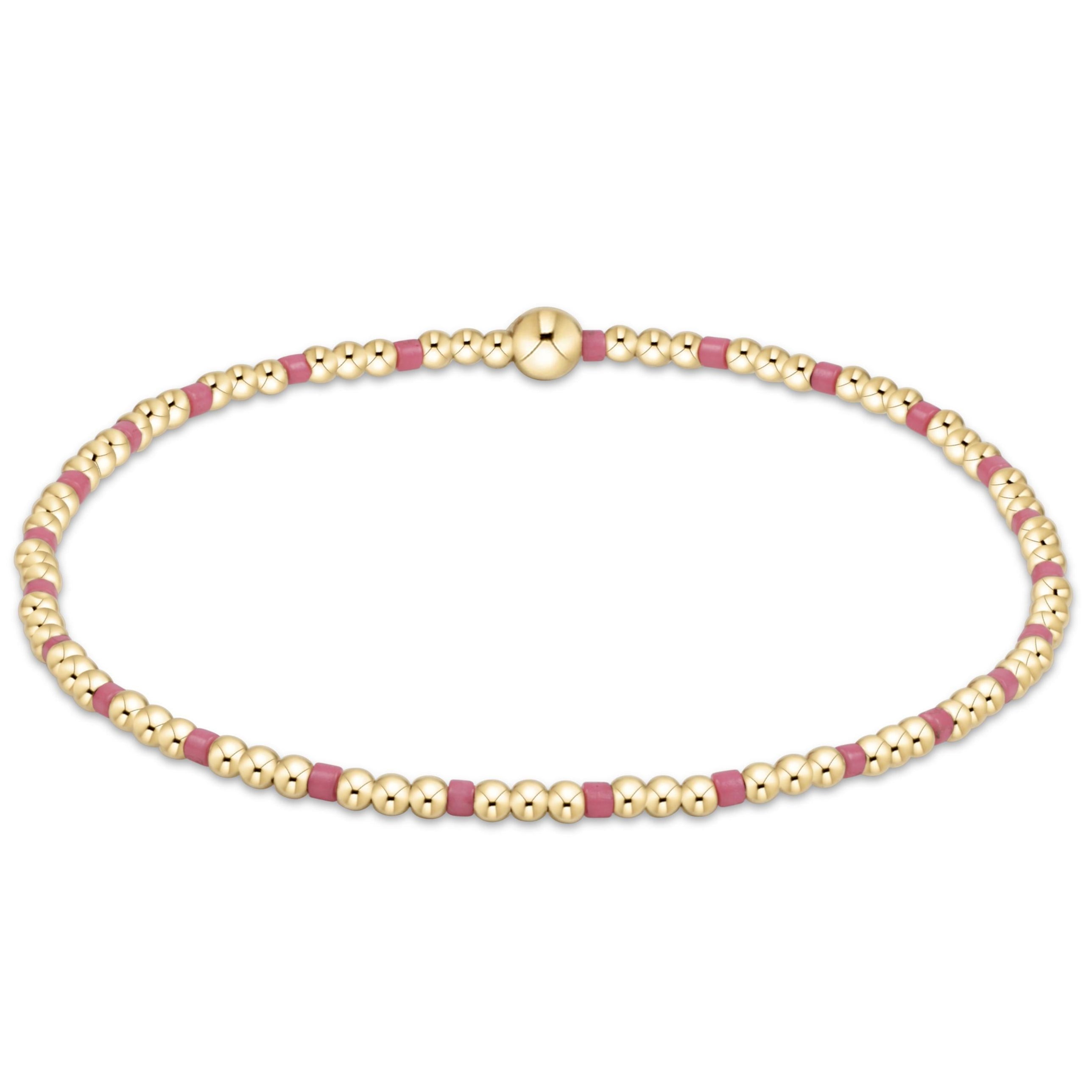egirl Hope Sincerity Pattern 2mm Bead Bracelet - Bright Pink