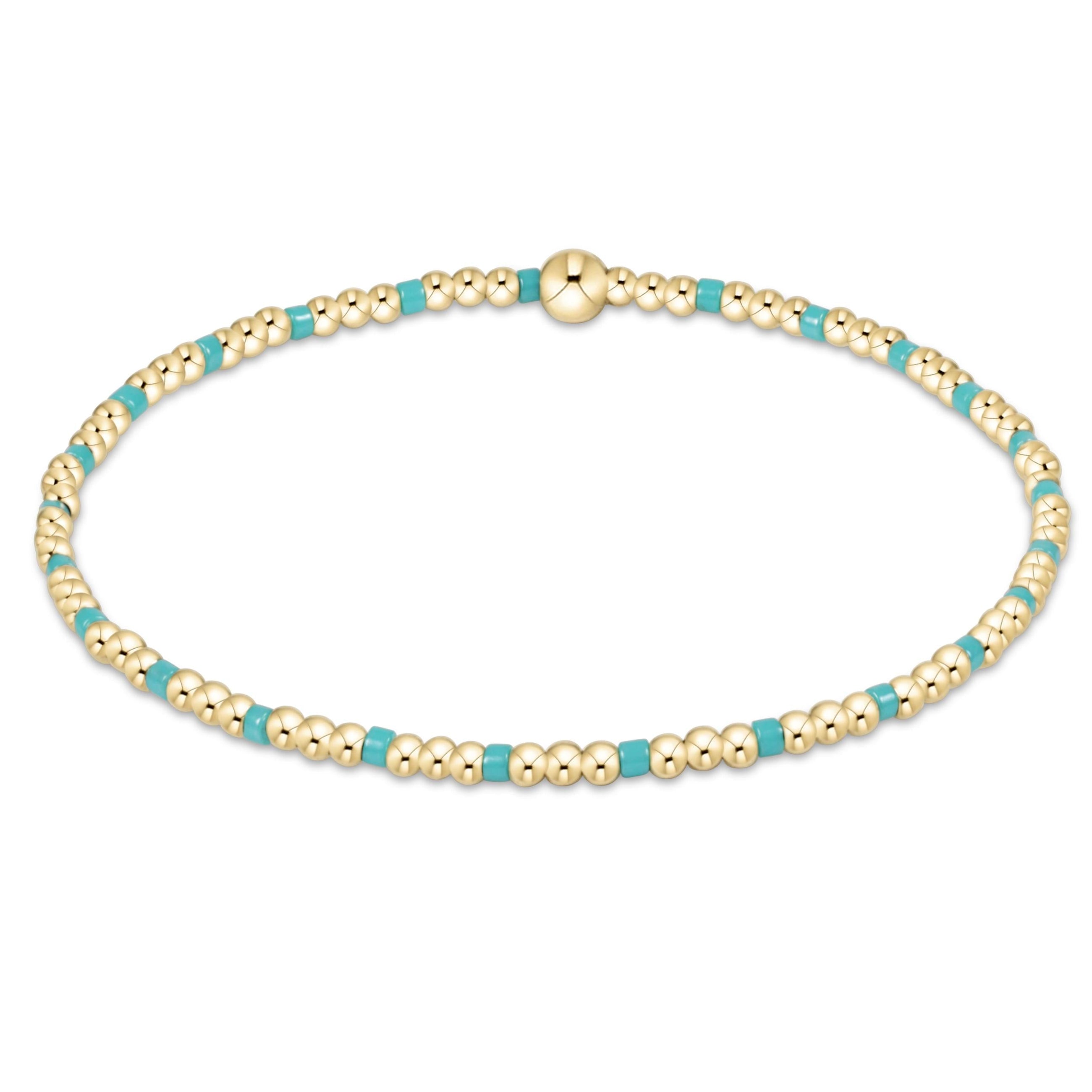 Hope Sincerity Pattern 2mm Bead Bracelet - Turquoise
