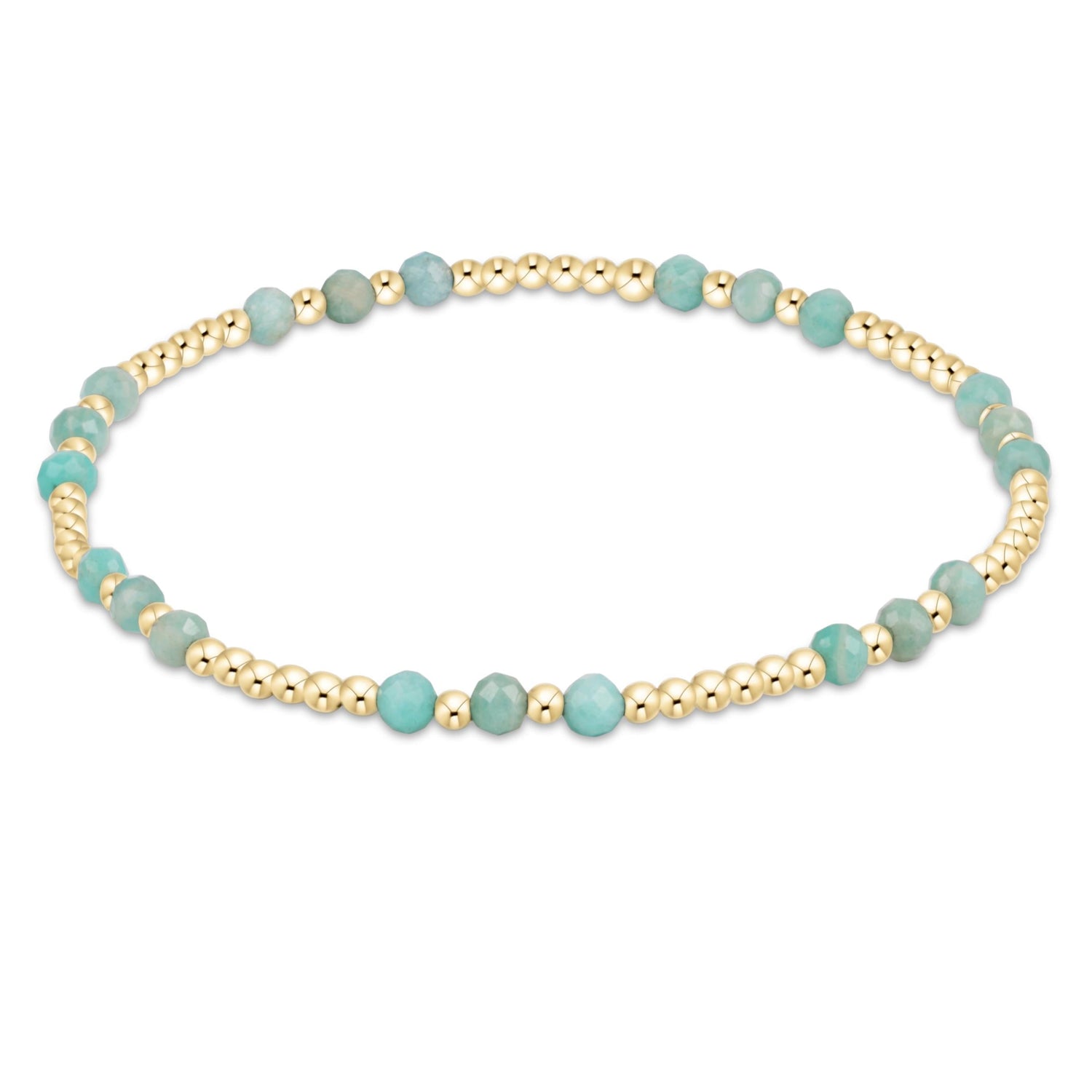 Gemstone Gold Joy Pattern 3mm Bead Bracelet - Amazonite