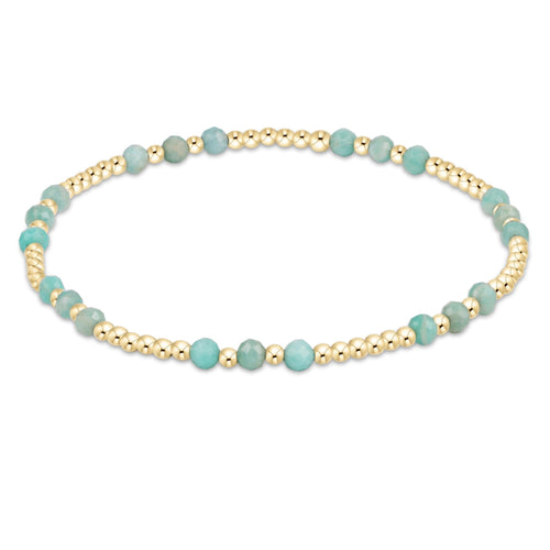 Gemstone Gold Joy Pattern 3mm Bead Bracelet - Amazonite